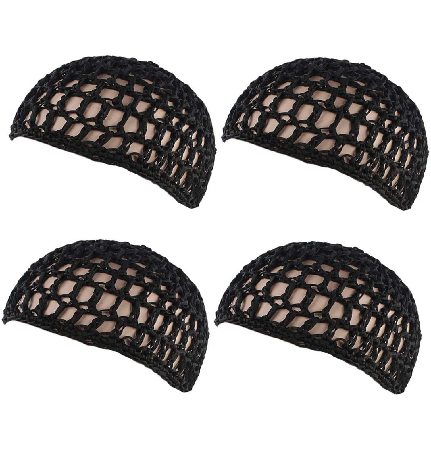 4Pcs Crochet Hair Net Snoods for Women - Black Caps for Sleeping and Daily Use - Buy Online on GoSupps.com