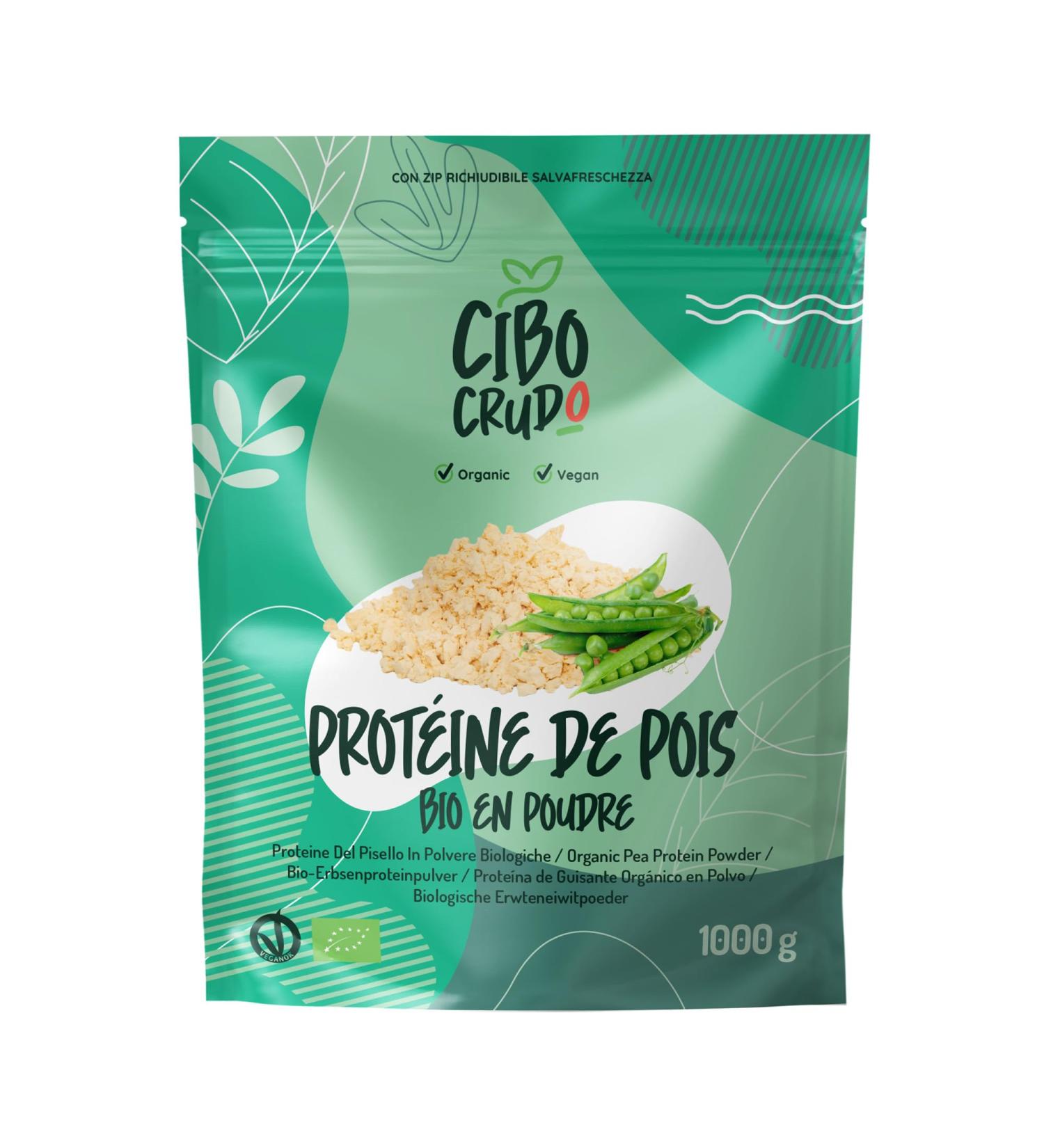 Proteine de Pois Bio en Poudre - 1Kg. Pea Protein Powder d'Origine Vegetale et Vegan. Pur sans Additifs. Pois 1000 g ( Lot de 1 )