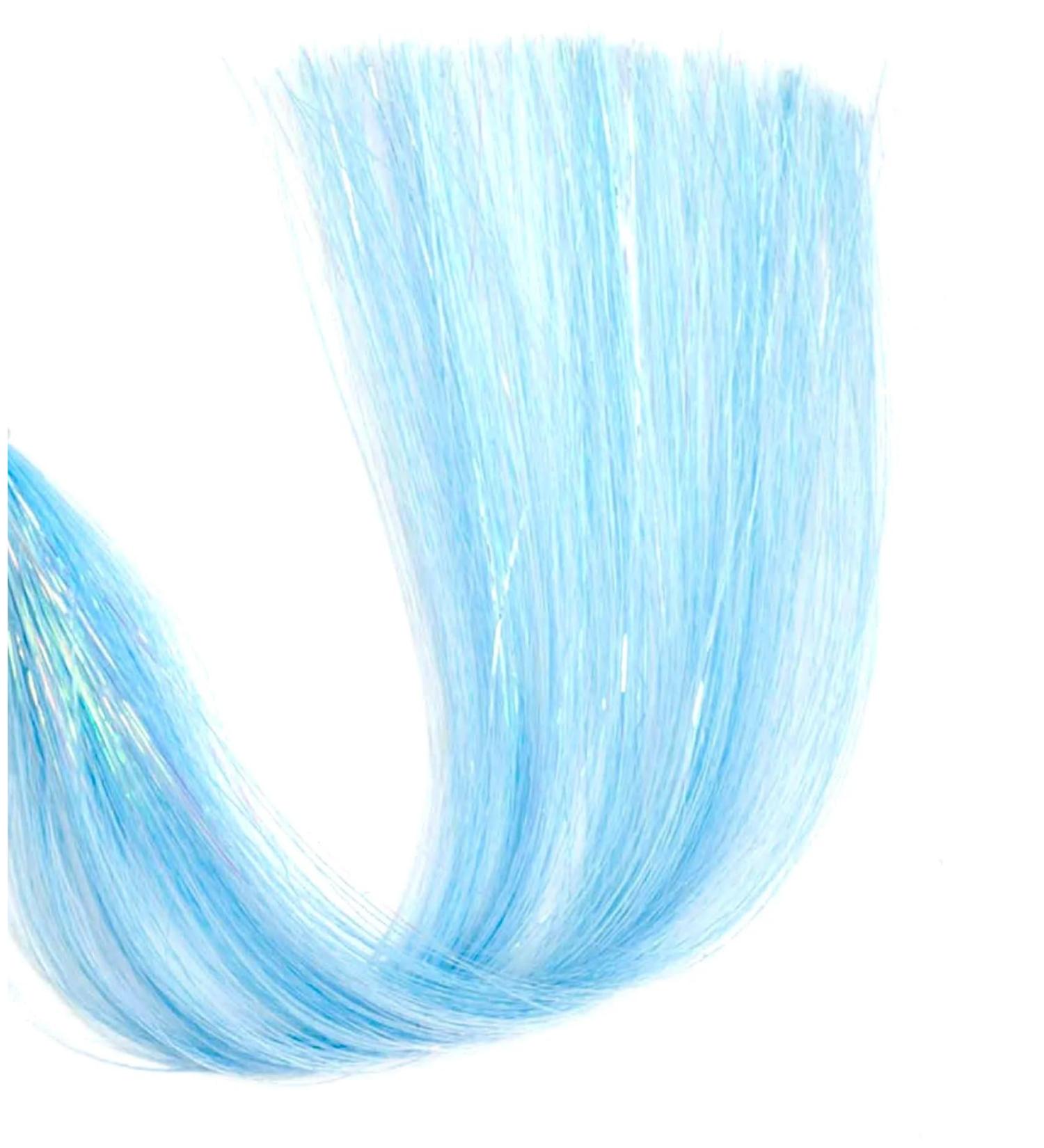 Magic Blue Hair Tinsel Extensions - 250 Strands Holographic Sparkle Glitter for Women - Synthetic Straight Hair Decoration - Buy Online on GoSupps.com