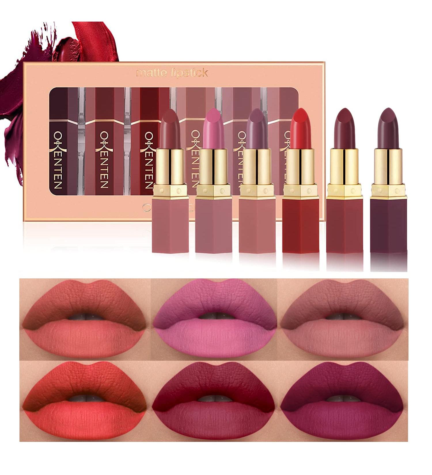 OKENTEN 6 Colors Matte Lipstick Set - Waterproof & Long-Lasting Nude Lipsticks - Moisturizing Makeup Gift Set - Labiales Matte Larga Duracion 26 02 - Buy Online on GoSupps.com