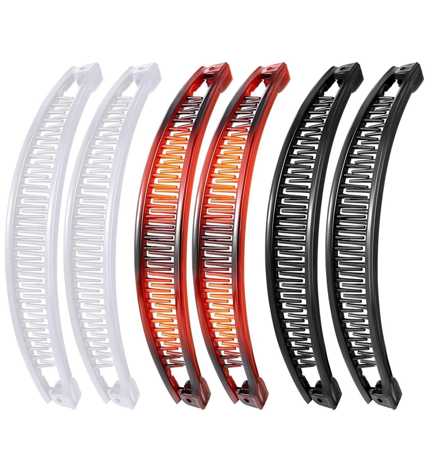 6 Pcs Banana Hair Clip Banana Clip Double Comb Long Hair Clips Banana Hair Comb Banana Clip for Thick Hair Slides and Clips for Women Fine Hair (Brown and Black and white) - Buy Online on GoSupps.com