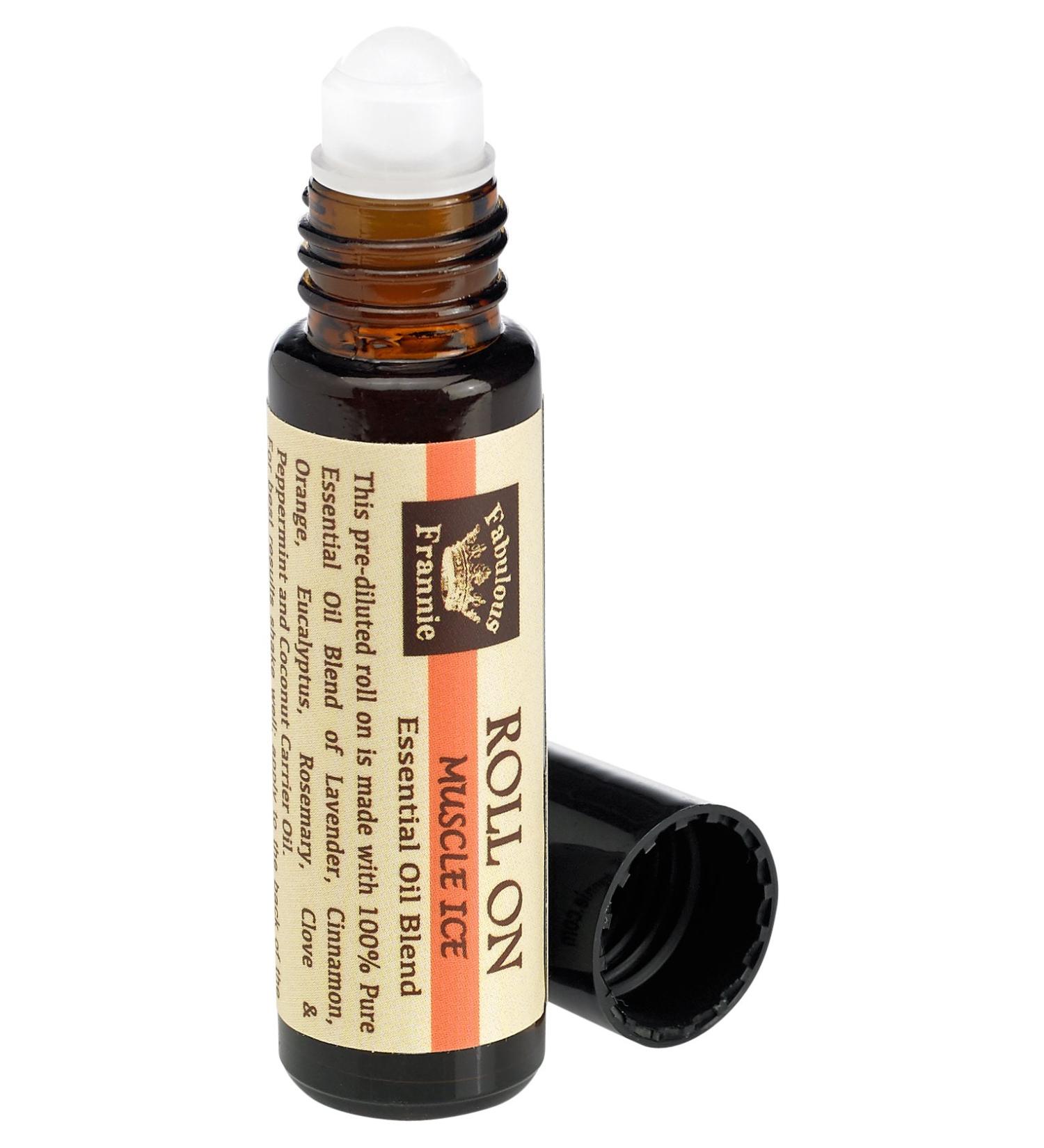 Fabulous Frannie Muscle Ice (Formally Aches and Pains) Pre-Diluted Blend Roll-On 10 ml Pure Essential Oils of Lavender Cinnamon Orange Eucalyptus Rosemary Clove and Peppermint