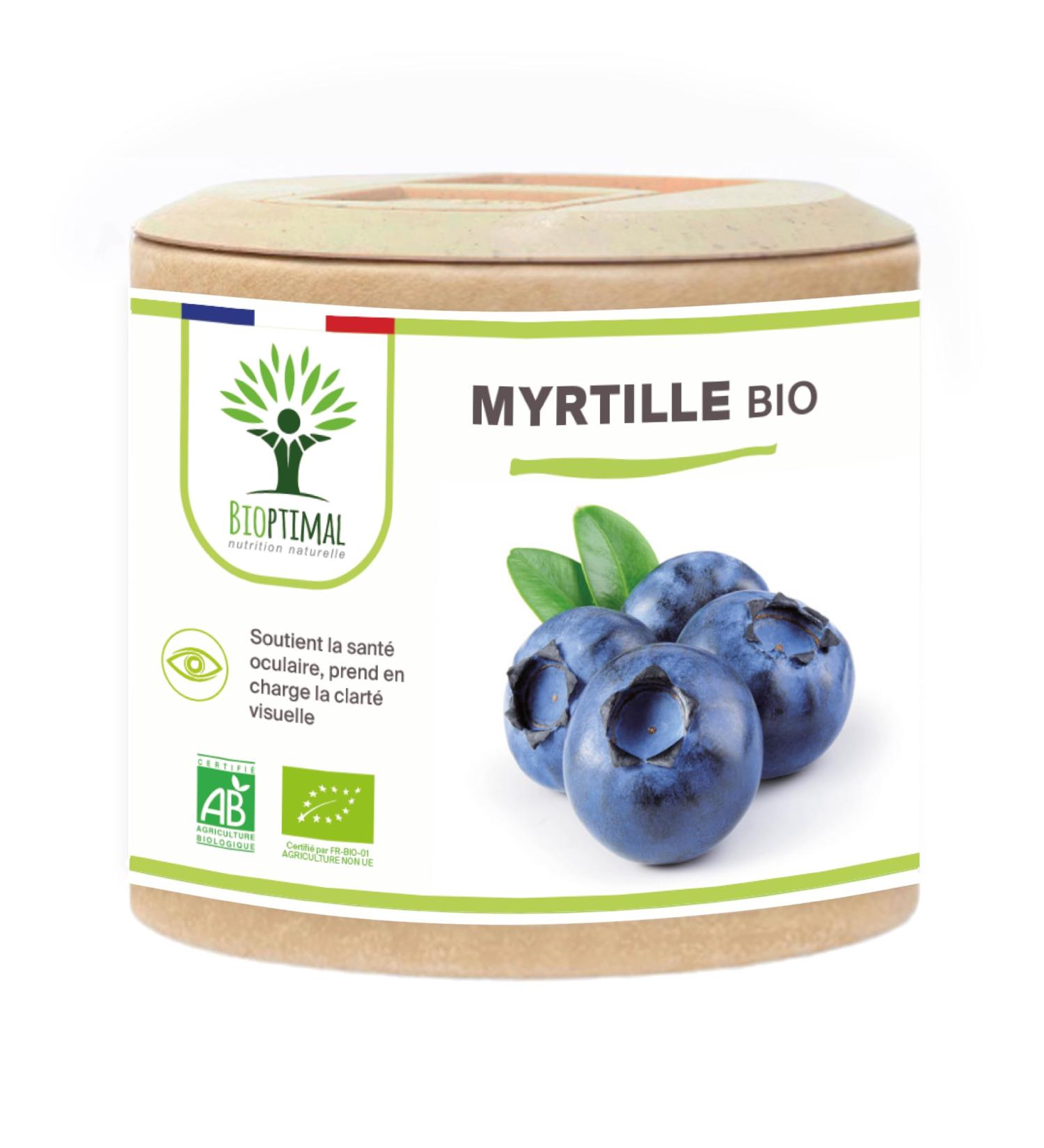 Myrtille Bio - Bioptimal - Compl ment alimentaire - Clart visuelle Yeux Antioxydant Circulation - Lut ine Z axanthine Vitamine - 240 mg par G lule - Fabriqu en France - Certifi Ecocert - 60 G lules 60 unit (Lot de 1) - Buy Online on GoSupps.com