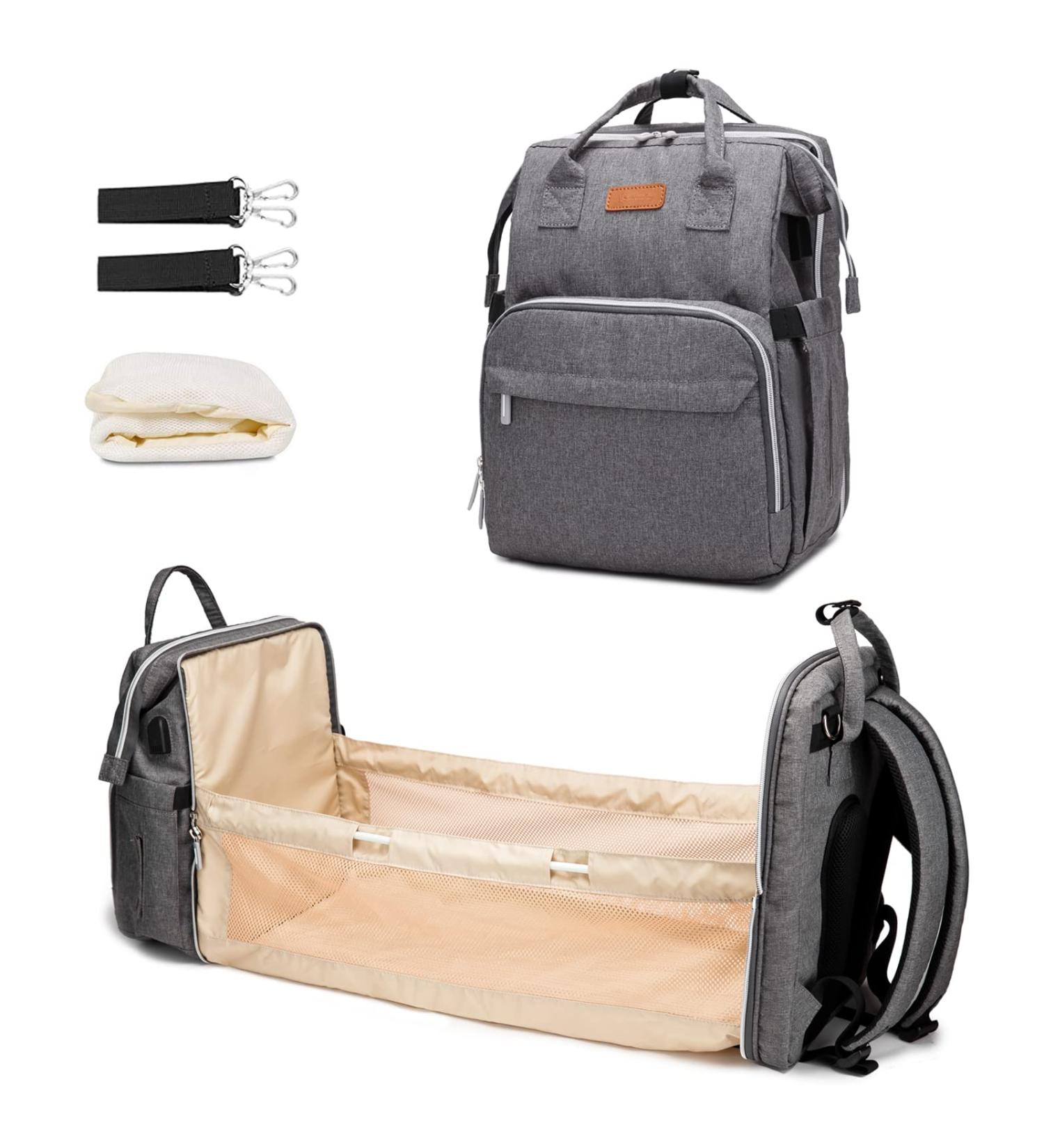 Attacking Multifunctional Mom Backpack - Waterproof Large Capacity Diaper Bag with USB Stroller Belts & Diaper Pad (LD47 Gray) - Buy Online on GoSupps.com