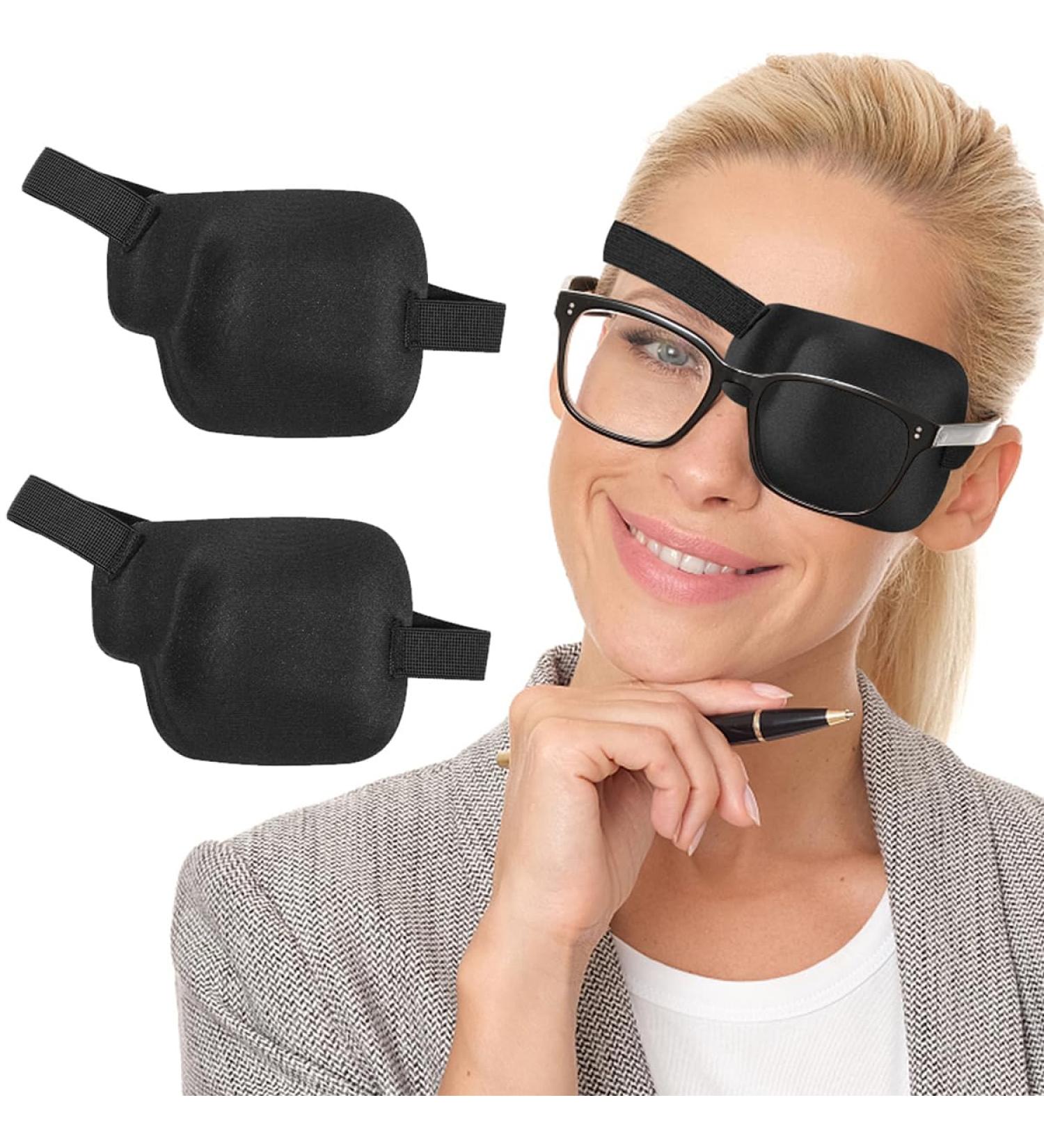 AMZVIO 2PCS Adjustable 3D Eye Patches for Adults - Soft Medical Eye Patch for Lazy Eye After Surgery & Pirate Cosplay - Black Large Size (Left Eye - Buy Online on GoSupps.com