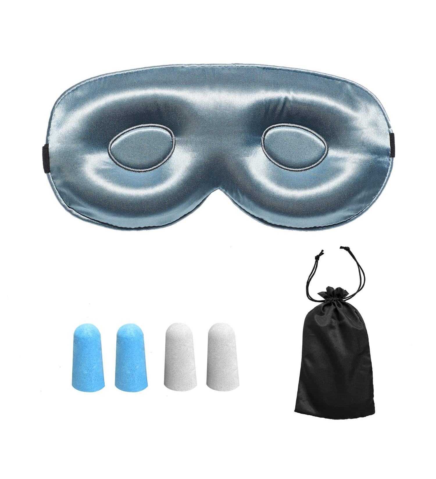 22 Momme Mulberry Silk Sleep Mask - 3D Contoured Eye Mask for Sleep & Travel | Adjustable Soft Blindfold for Men & Women (Gray - Buy Online on GoSupps.com