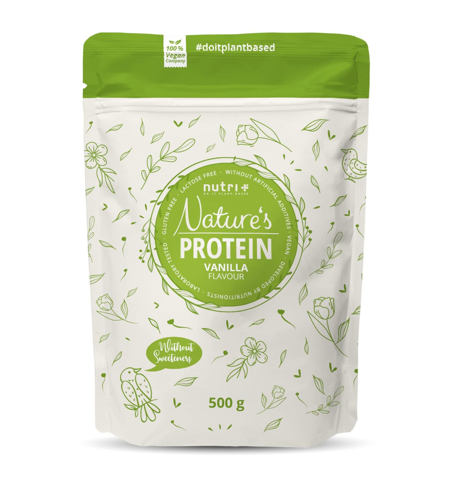 Buy Nature Protein Vanilla 500g 83.1% Natural Vegan Protein Powder Gluten-Free No Lactose or Sugar Plant-Based Protein Shake - Buy Online on GoSupps.com