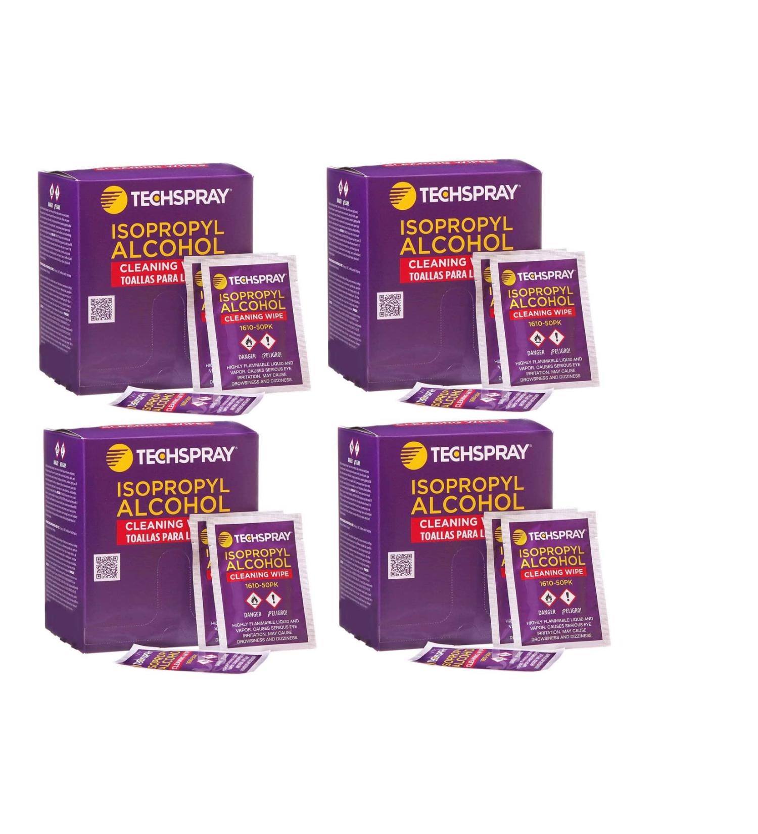 Techspray 1610-50PK Isopropyl Alcohol (IPA) 99.8% Pre-Saturated Wipes Pack of 4