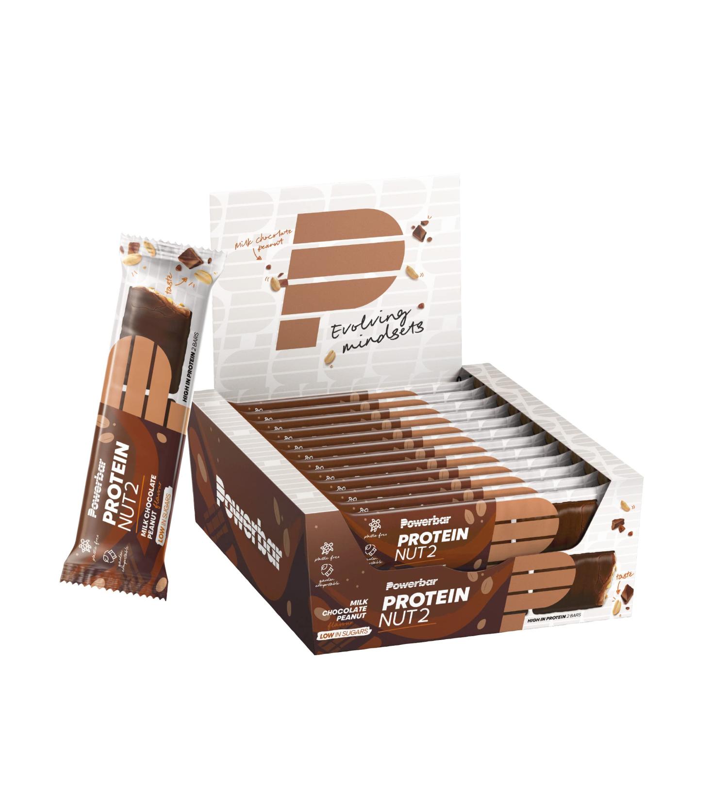 Powerbar Protein Nut2 Milk Chocolate Peanut - High Protein Low Sugar Bar (12x2x22.5g) - Best for Your Fitness Goals - International Shipping Available - Buy Online on GoSupps.com