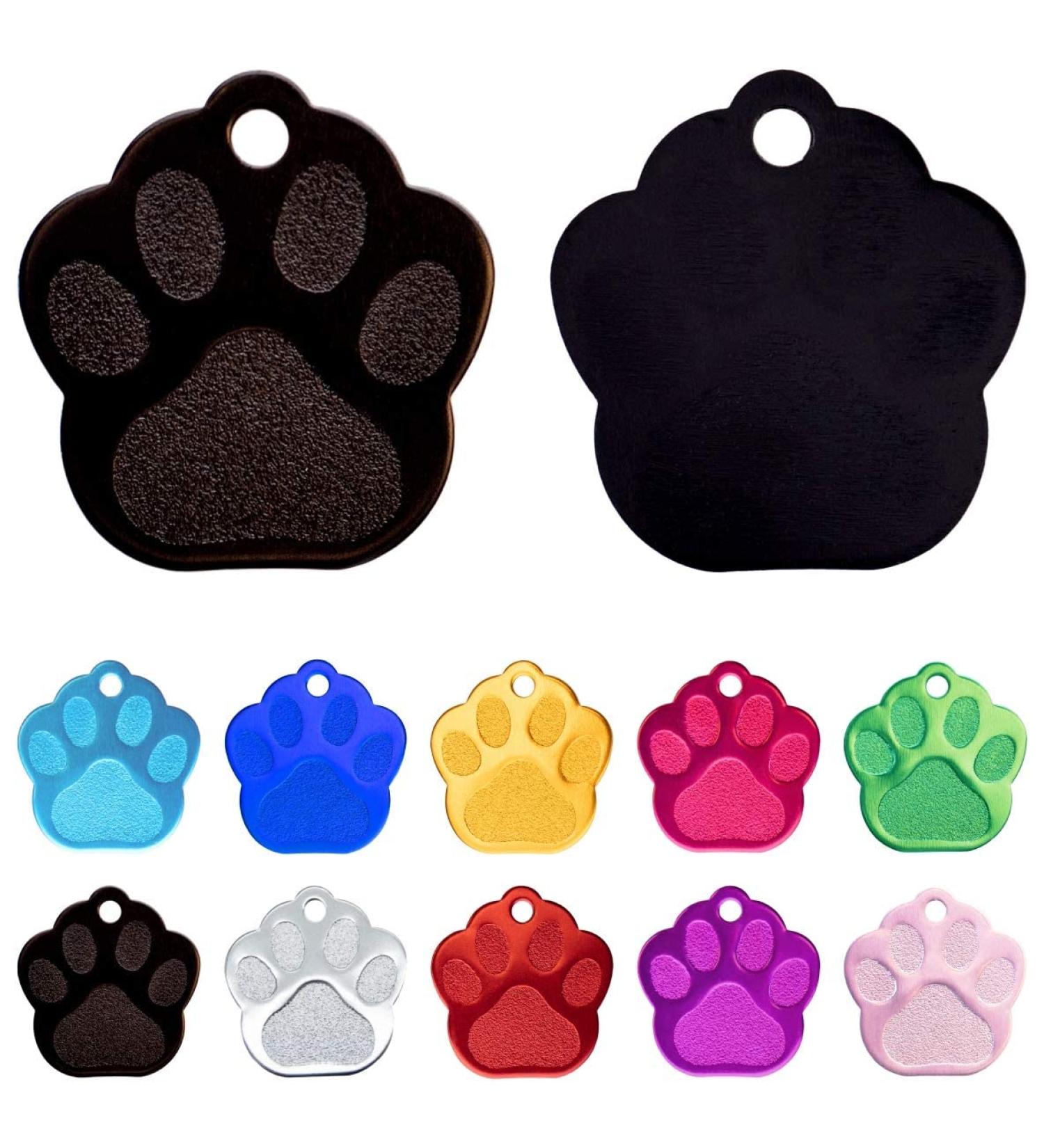 Personalized Dog Paw Tag for Small to Medium Dogs & Cats | Ibera Gifts Custom Engraved Name Collar Pendant with Address | Black - Buy Online on GoSupps.com