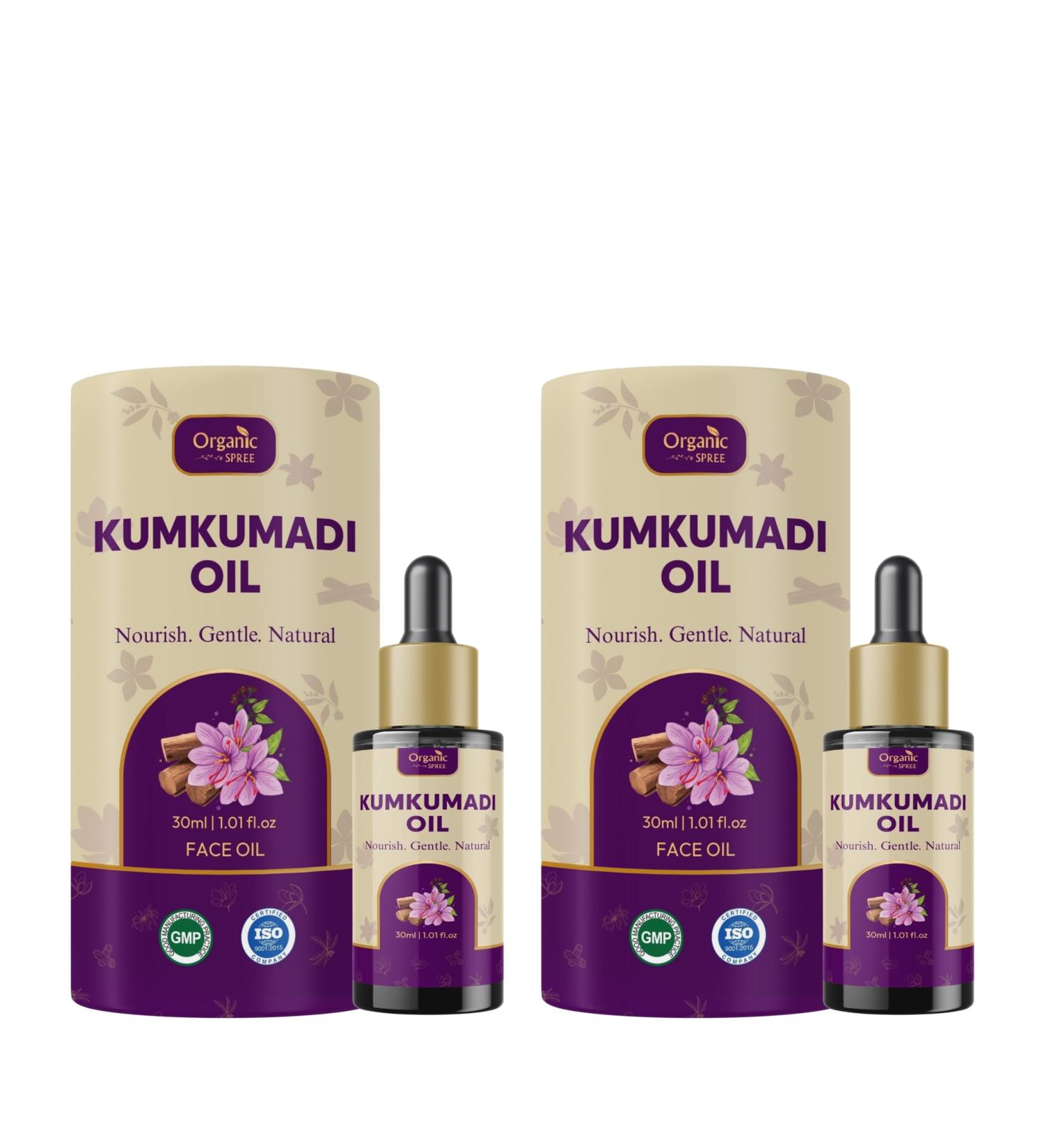 ORGANIC SPREE Kumkumadi Oil 1.01 Fl Oz (30ml) | Night Serum to Brighten Skin & Enhance Natural Glow with Saffron, Sandalwood and other herbs | Ayurvedic Face Oil - Pack of 2 - Buy Online on GoSupps.com