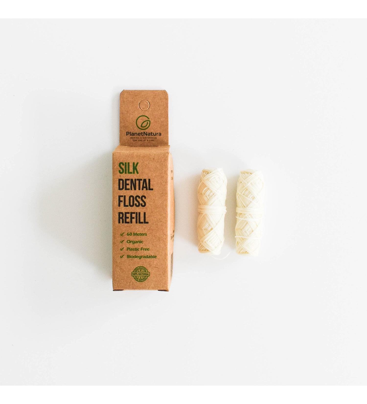 PlanetNatura Mint Flavoured Natural Silk Dental Floss - Eco-Friendly Biodegradable Refill - 60 Meters Organic Floss - Buy Online on GoSupps.com