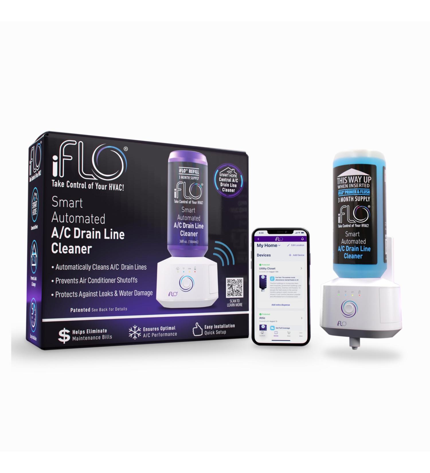 iFLO® Smart Automated AC Drain Line Cleaning System - 36oz Cleaner Cartridge | International Shipping Available - Buy Online on GoSupps.com