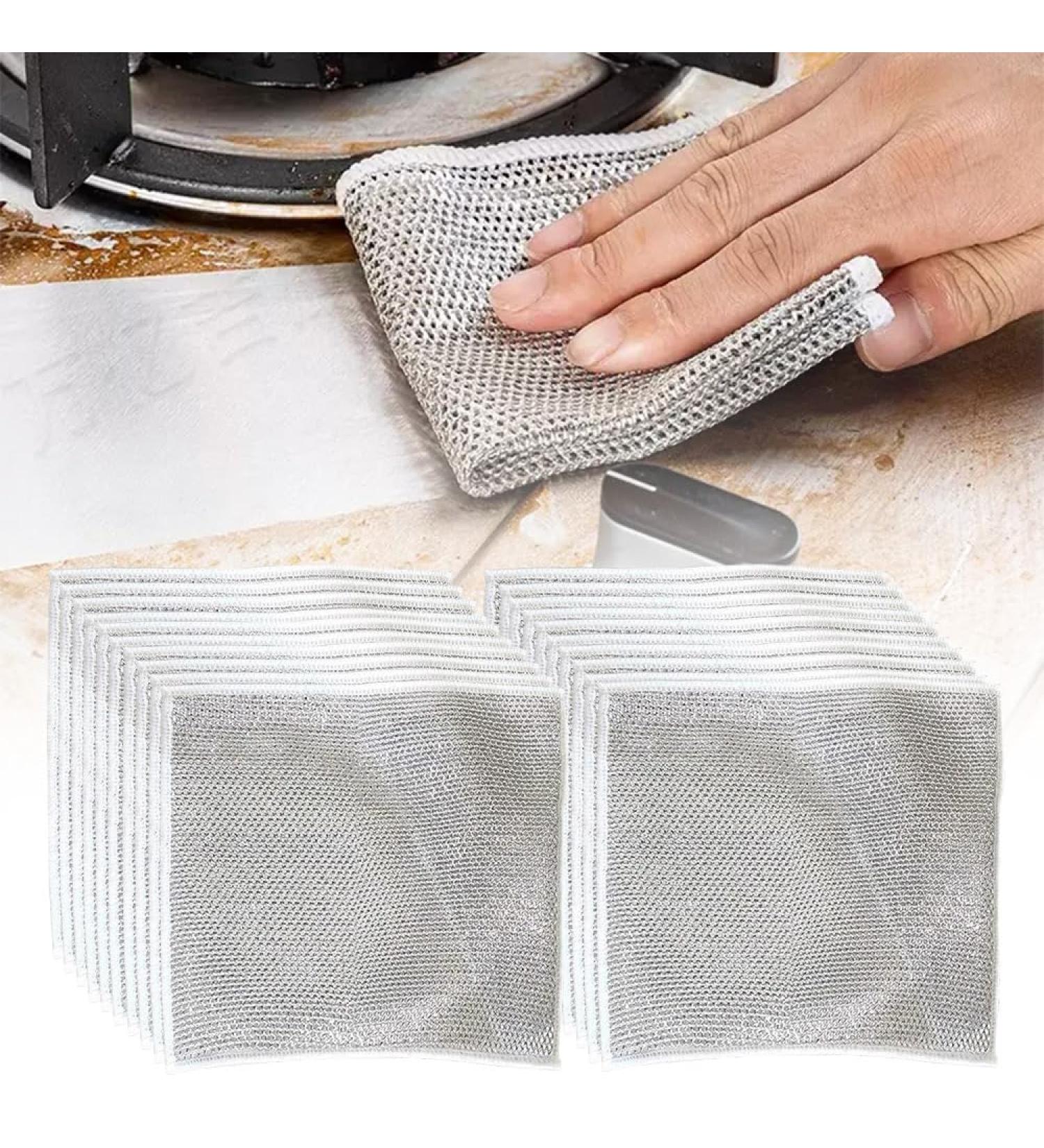 2024 New Multipurpose Wire Dishwashing Rags Premium Metal Wire Dishwashing Cloth Scrubs Cleans Scrubbing Wire Dishwashing Rags Non-Scratch Wire Dishcloth for Dishes Sinks (5) (Silver 15) - Buy Online on GoSupps.com