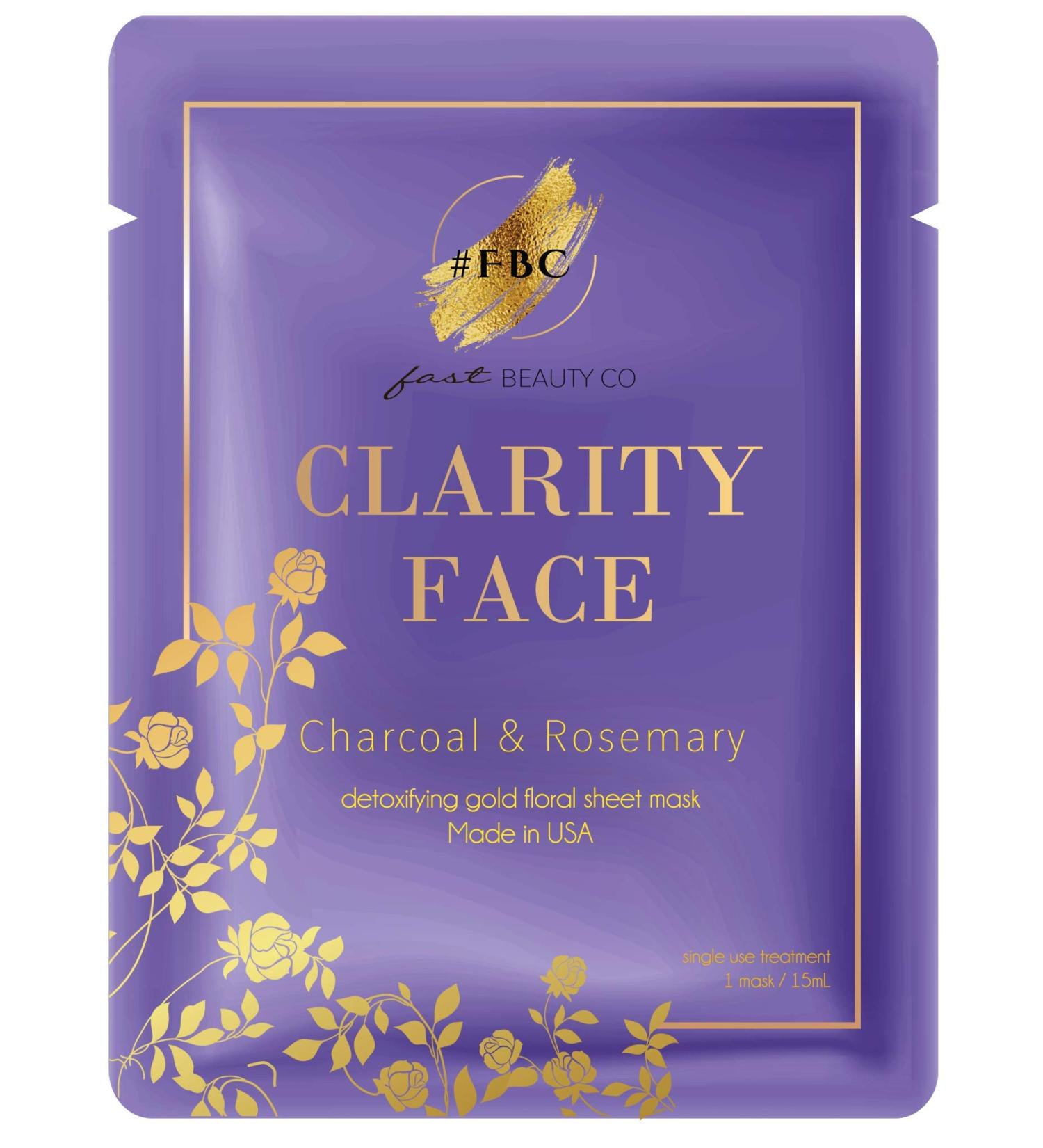 Clarity Face! Charcoal Detoxifying Gold Floral Sheet Mask with Rosemary - 1 Pack | International Shipping Available - Buy Online on GoSupps.com