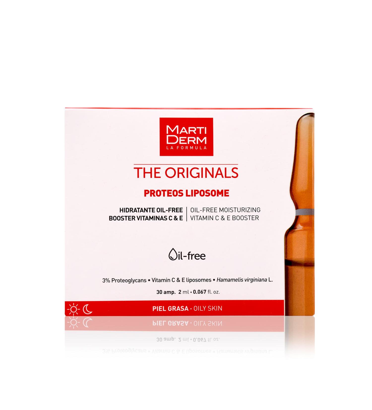 MartiDerm Proteos Liposome Ampoule - Deep Moisturizer & Firming for Oily Skin | 30 Ampoules with Vitamin E & C - Buy Online on GoSupps.com