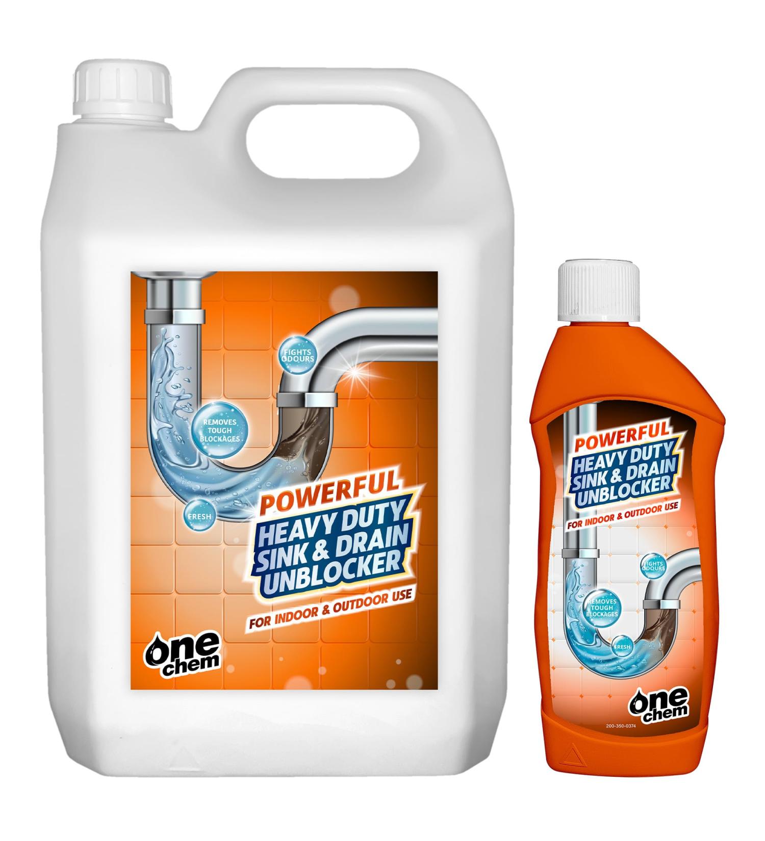 One Chem - Heavy Duty Sink and Drain Unblocker Gel - 5L Plus 500ml - Powerful Formula- Drain Opener - Pipe Cleaner - Sink Unblocker - Buy Online on GoSupps.com