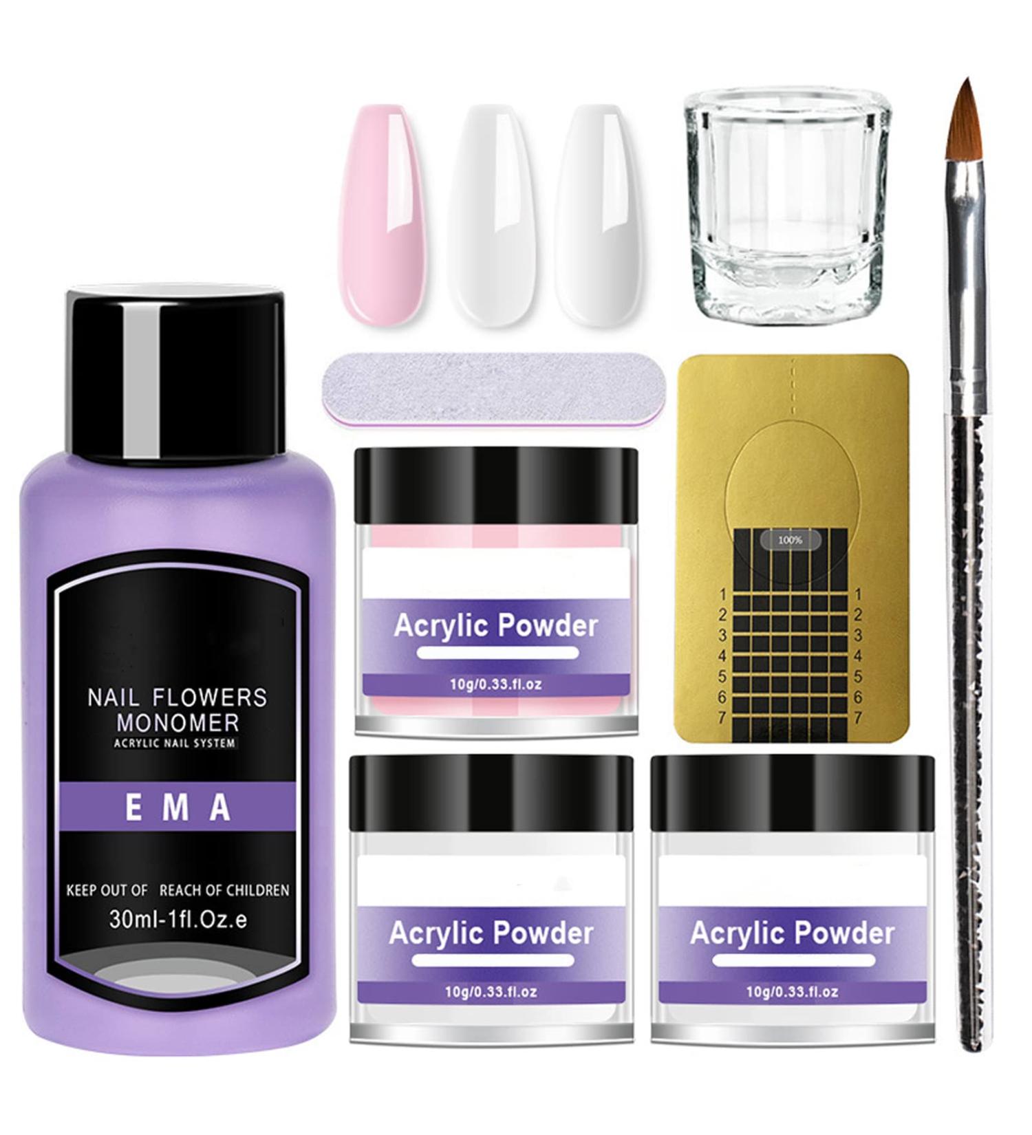 Acrylic Nail Kit for Beginners - Full Set with Acrylic Powder, Nail Extension Carving, and Brush (01) - Buy Online on GoSupps.com