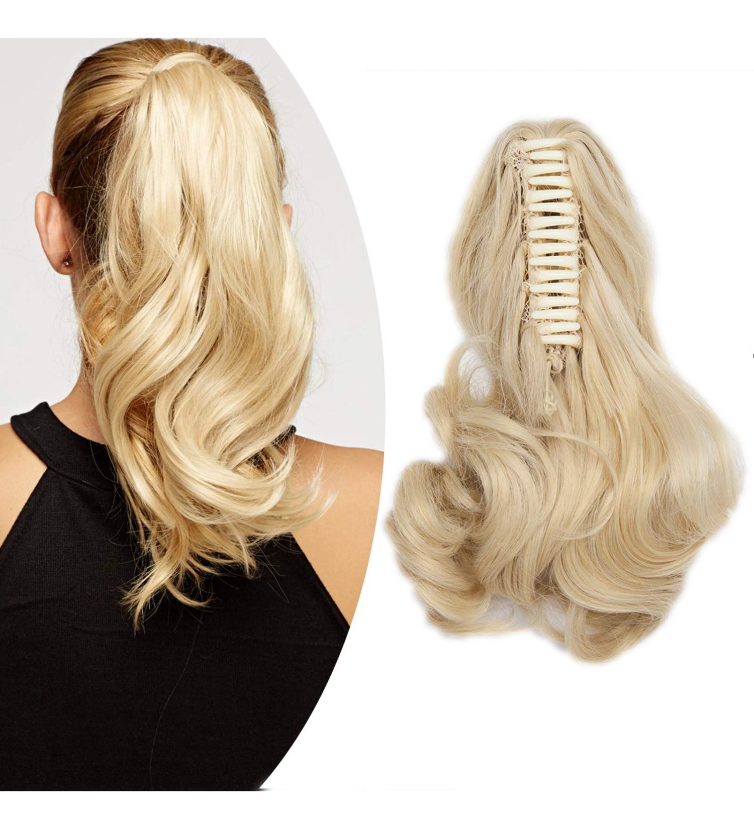 SEGO 30 cm Ponytail Hair Extension - Bleach Blonde Synthetic Braid with Butterfly Bracket | International Shipping - Buy Online on GoSupps.com