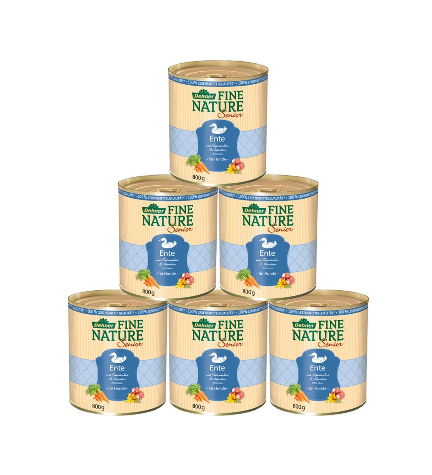 Dehner Fine Nature Dog food wet food in food quality for older dogs duck 6 x 800 g can (4.8 kg) Senior duck 800 g (6 Pack)