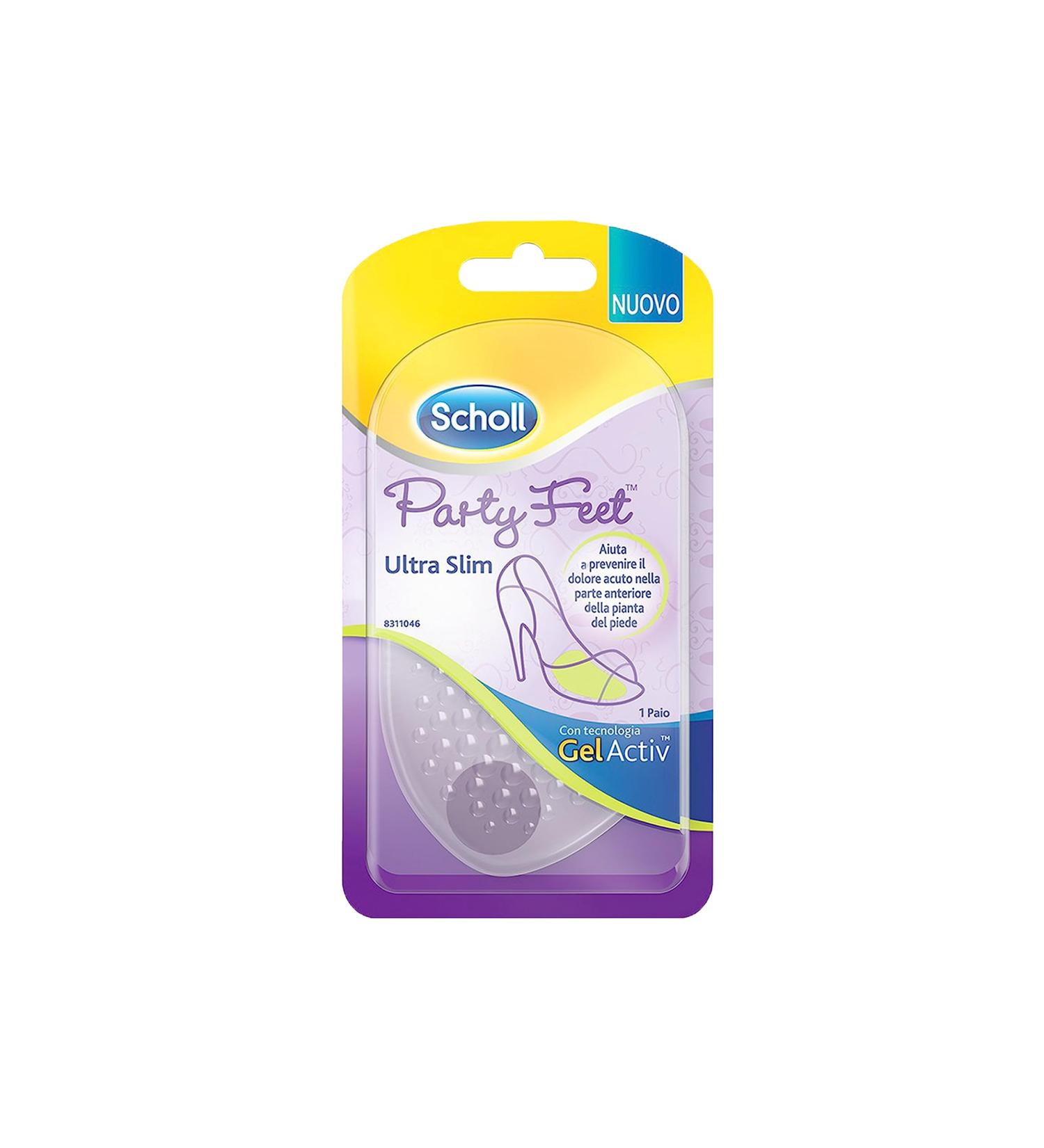 Scholl Party Feet Ultra Slim Gel cushion to protect the front part of the soles of the feet transparent upholstery for high heels anti-slip technology 1 pair