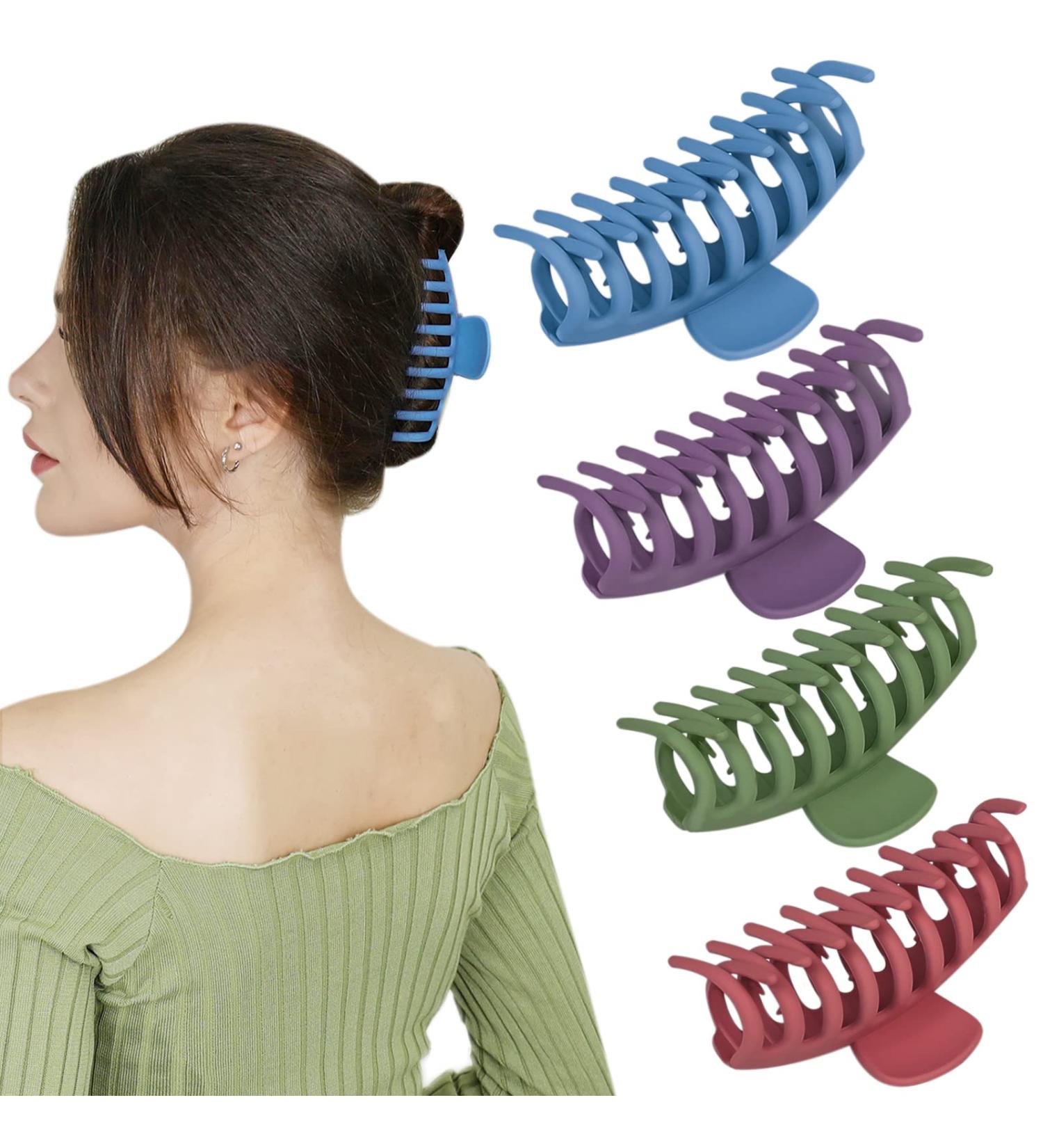 MONGSILER Large Hair Clip Set - 4.3 inches Strong Non-Slip Barrette for Thick Hair (2 Pink, Olive Green, Purple, Blue) - Ideal for All Women - Buy Online on GoSupps.com