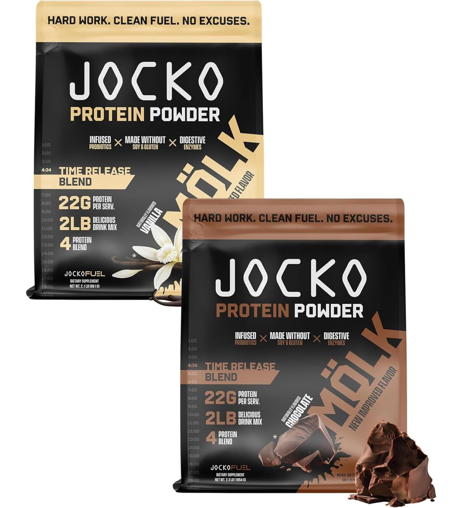 Jocko Fuel Protein 2 Pack Bundle - Jocko M lk Chocolate + Vanilla (2 Flavors) (2lb Each) - Buy Online on GoSupps.com