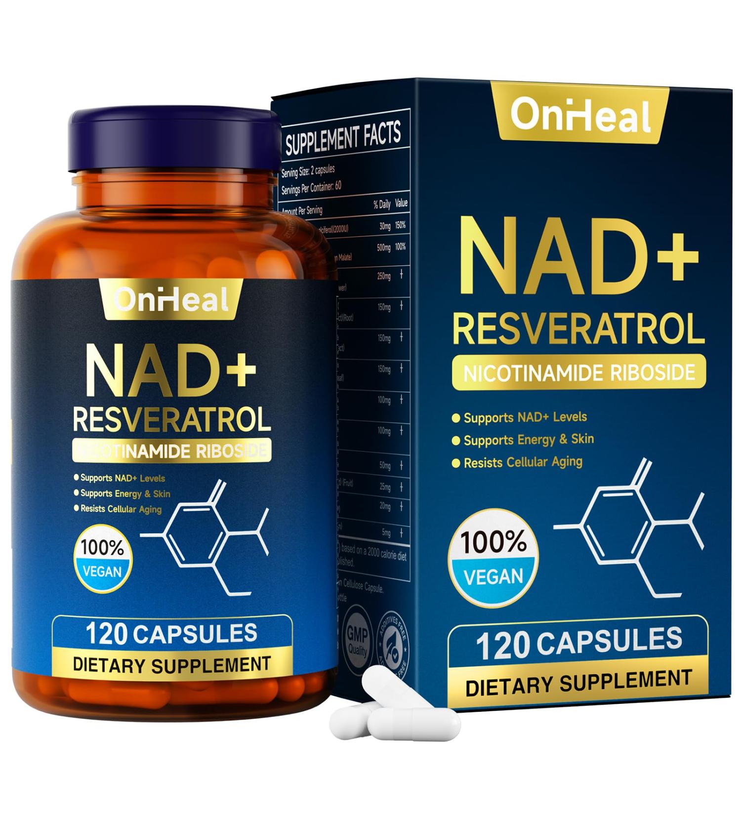 YBFQ resveratrol Supplement for Energy & Skin - Anti-Aging Booster with resveratrol - Supports Cellular Health & Focus - 120 Capsules - Buy Online on GoSupps.com