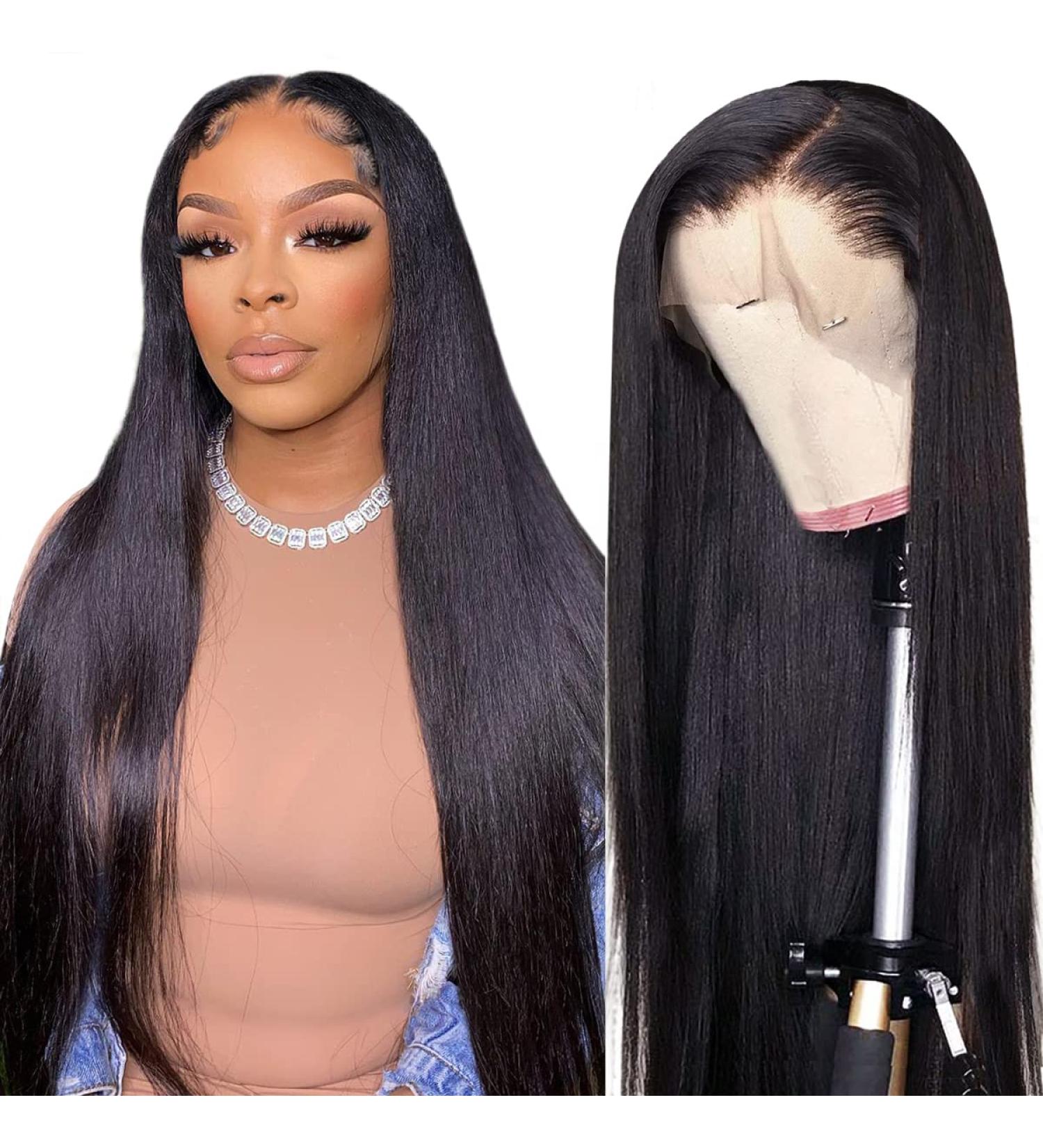 ALIPOP 180% Density 13x4 HD Lace Front Human Hair Wig 26 Inch Natural Black Straight Wig for Women - Pre Plucked with Baby Hair - 100% Real Hair - Buy Online on GoSupps.com