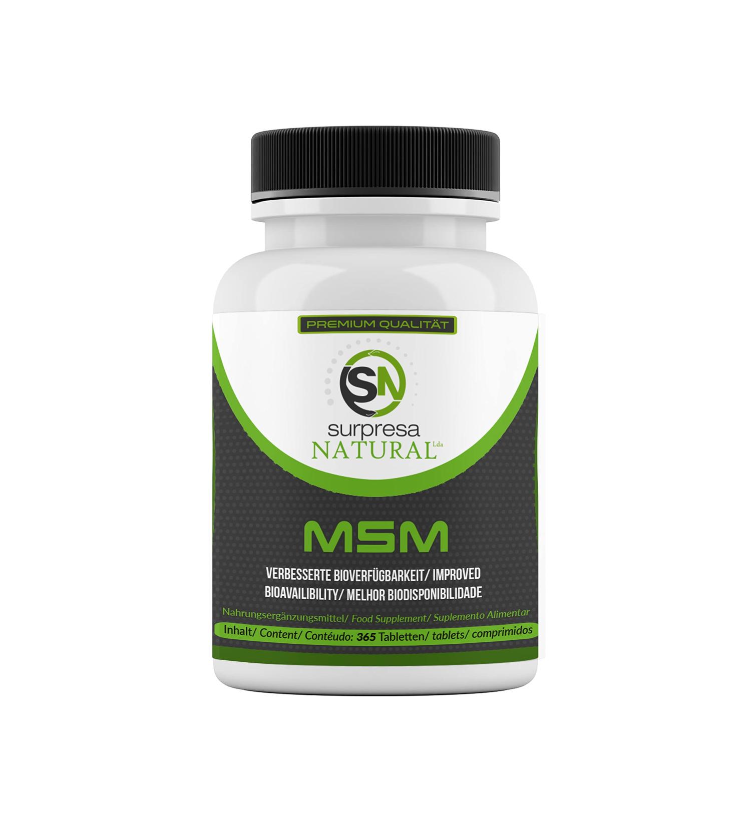  Surpresa Natural Surpresa Natural MSM Tablets 1 x 365 premium sulfur tablets with 2000 mg of pure MSM 20 mg of papain - Buy Online on GoSupps.com