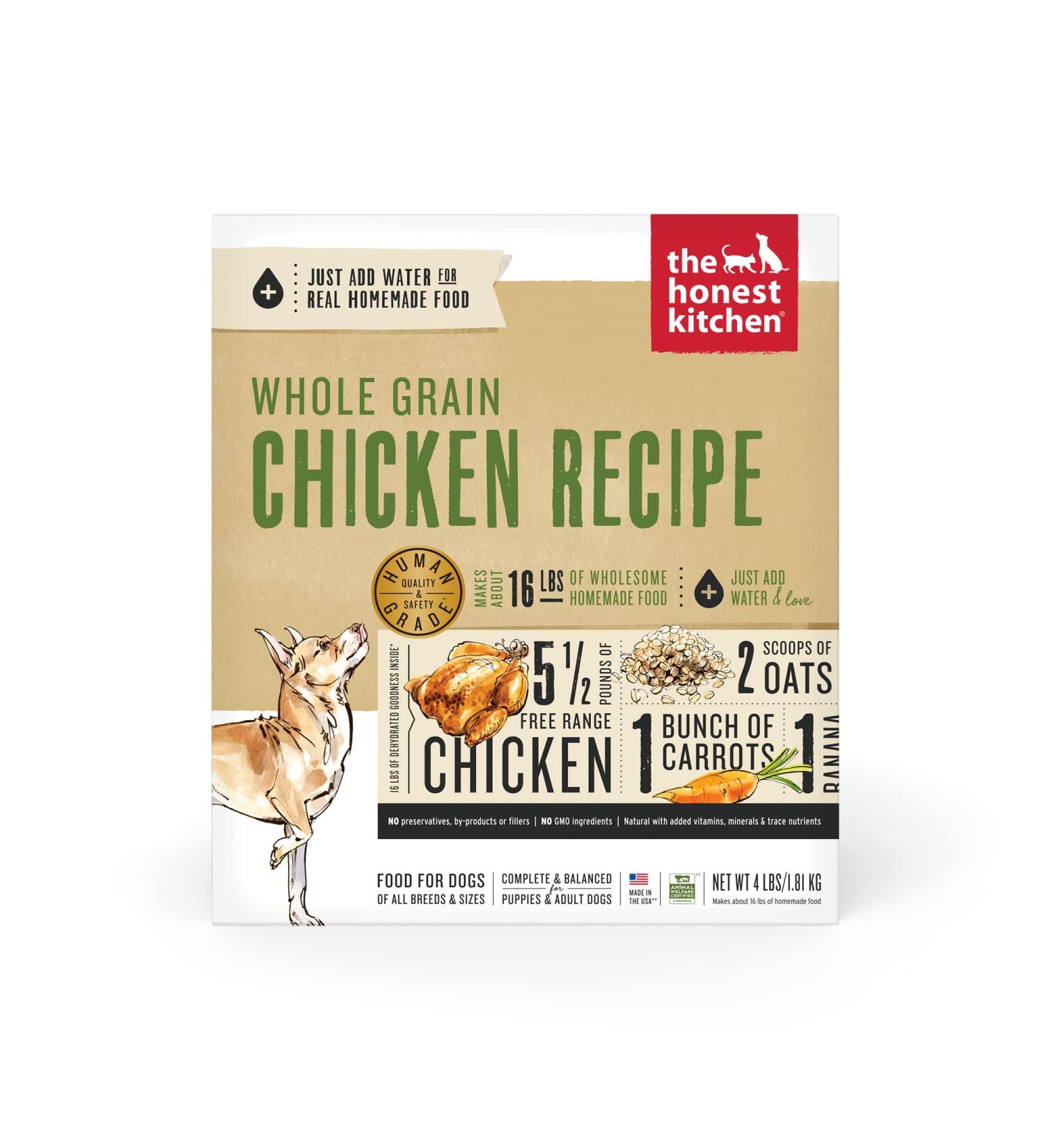 Honest Kitchen Dehydrated Dog Food - Human Grade Chicken Whole Grain 4lb | Complete Meal & Topper - Buy Online on GoSupps.com