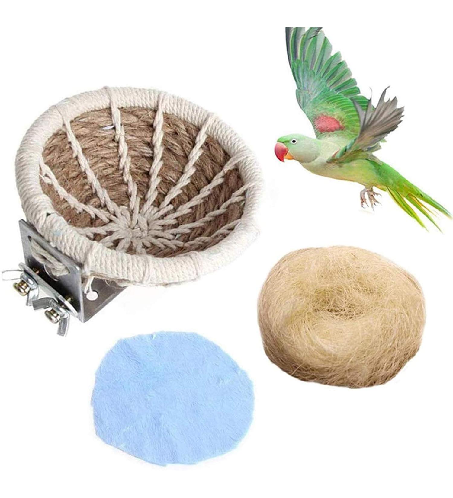PINVNBY Bird Nest Hemp Rope Weave Parakeet Breeding Nest Bed Small Parrot Cage Hatching Nesting Box with Flannel for Budgie Cockatiel Lovebird - Buy Online on GoSupps.com