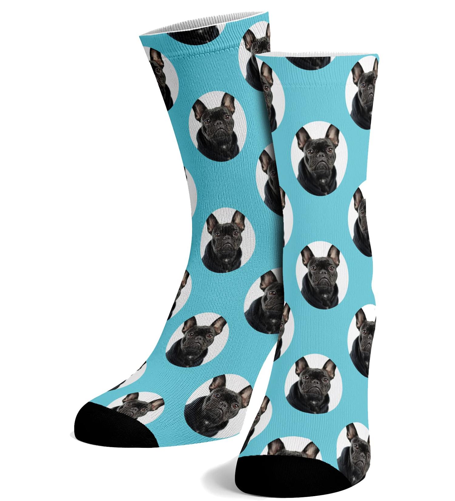 Hippowarehouse Personalised Printed Pet Socks Cute Dog Cat Any Photo Image Here 26.5cm 35cm 40cm 35cm Blue