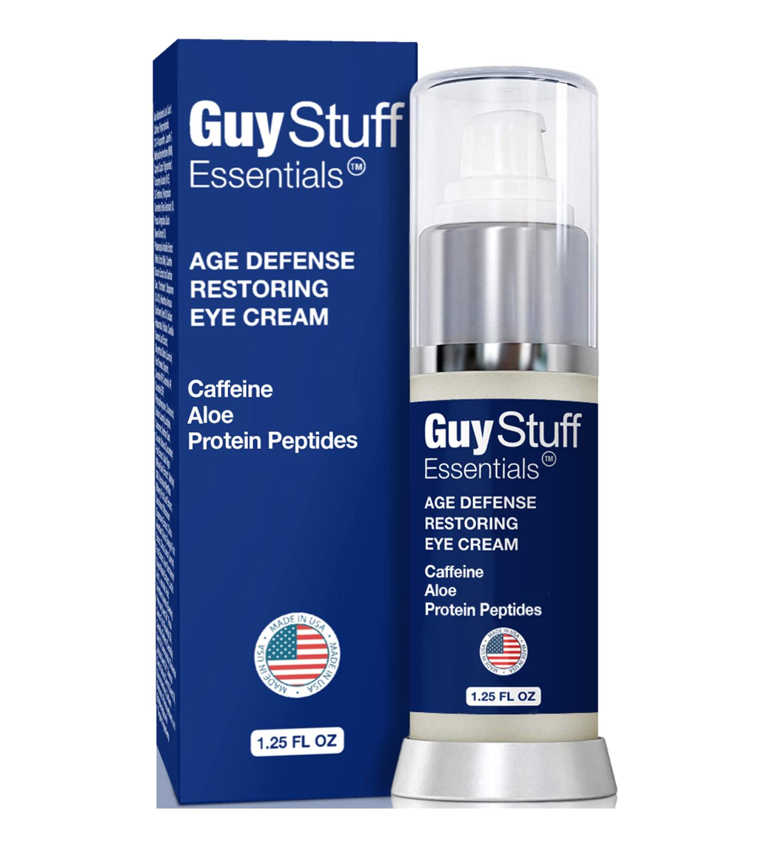 Guy Stuff Essentials Men's Eye Cream - Dark Circles & Puffiness Treatment with Hyaluronic Acid, Caffeine, Vitamin C - Anti Aging Moisturizer for Fine Lines & Wrinkles - Buy Online on GoSupps.com