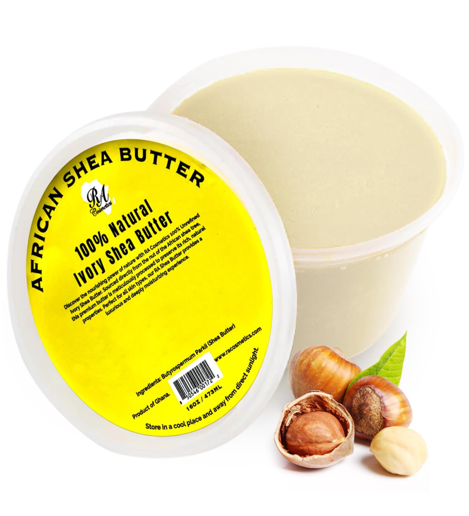 RA COSMETICS 100% Pure Shea Butter Ivory 16oz | Raw Unrefined African Shea Butter from Ghana | Ultra-rich Moisturizer for Dry Skin | Whipped Texture | Ideal for DIY Skincare & Haircare Routines - Buy Online on GoSupps.com