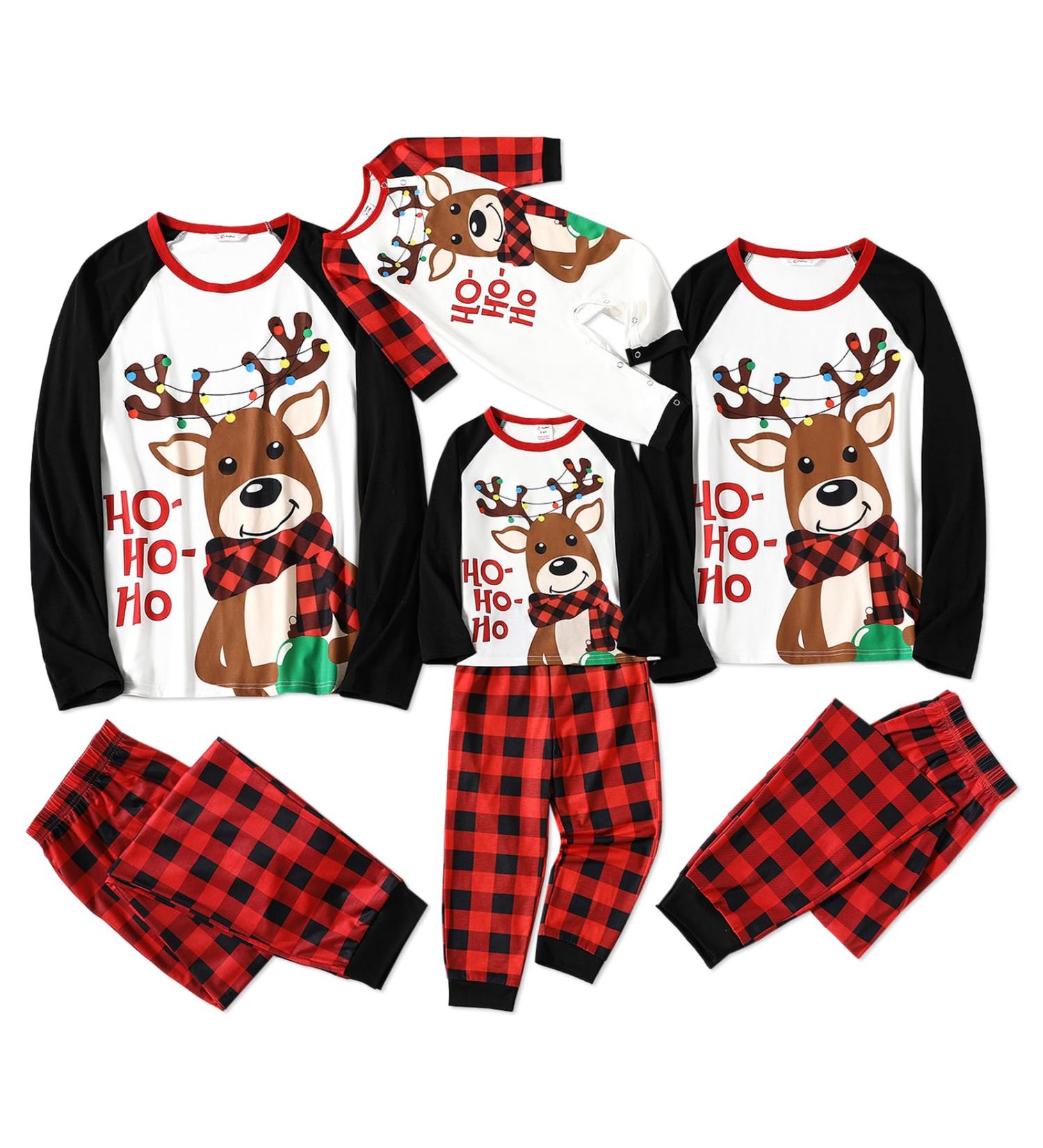 PatPat Family Christmas Pajamas Set | Tree Snowflake Letters Print | Long Sleeve | Red/Black | Men XL - Buy Online on GoSupps.com