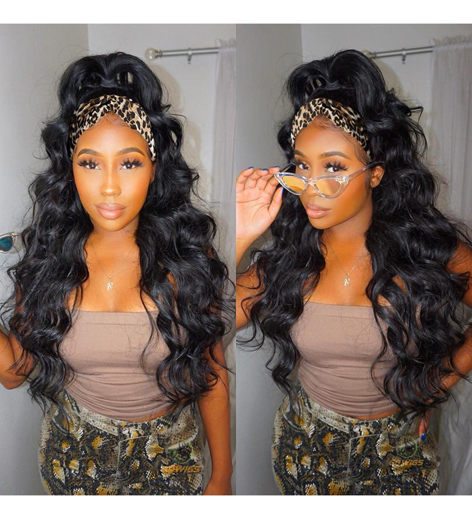 GDWIGS 22 inch Long Wavy Headband Wig for Black Women - Synthetic 180% Density Body Wave Full Ends - Heat Resistant and Glueless Headband Wig - Buy Online on GoSupps.com