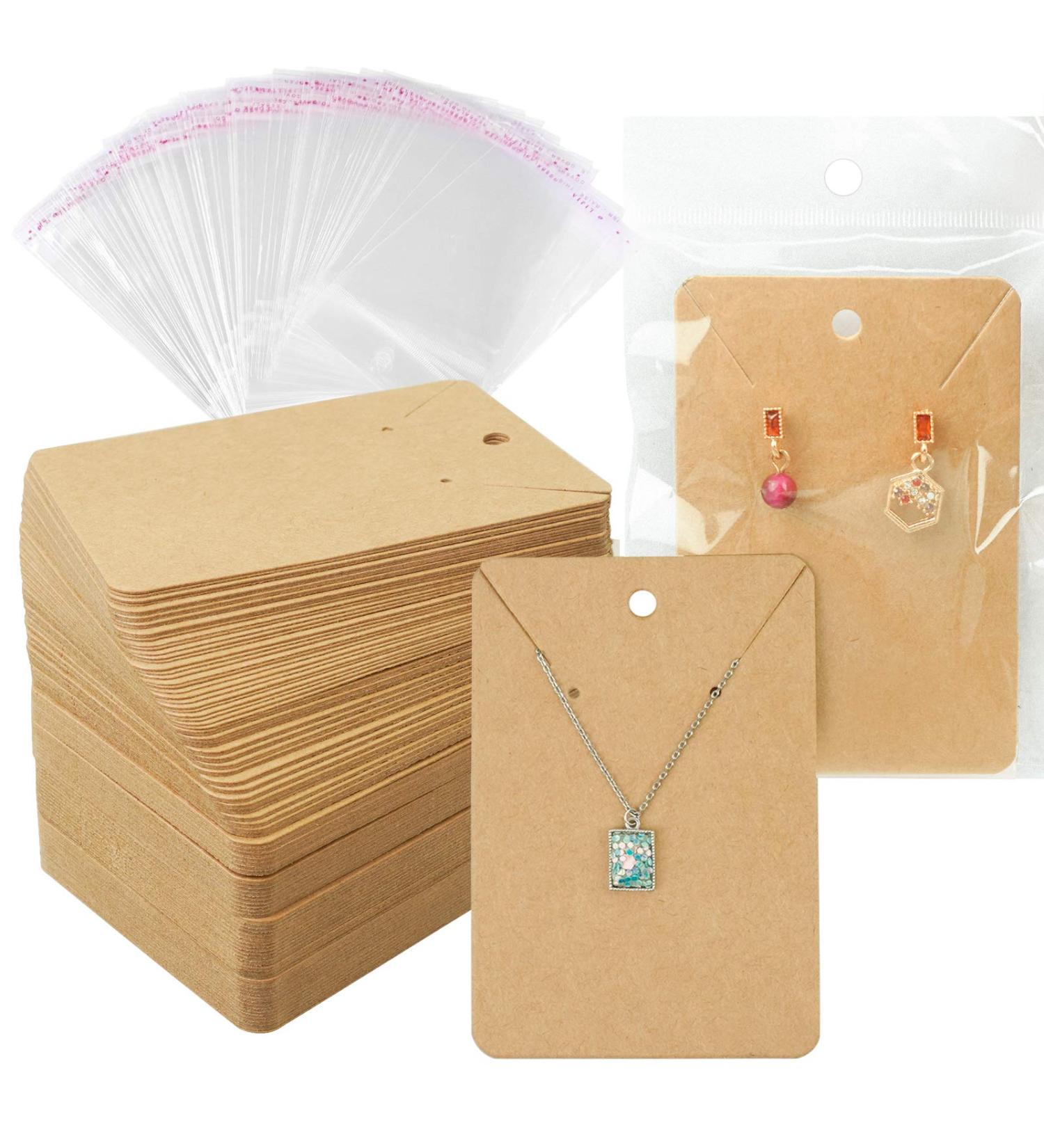 150 Earring Cards with Self-Seal Bags and Kraft Paper Tags - Brown - Buy Online on GoSupps.com