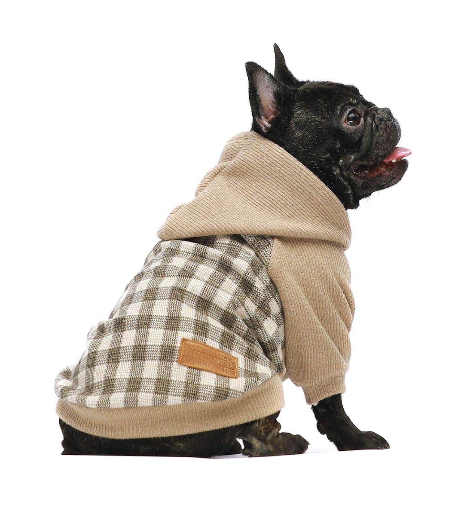 Fitwarm Knitted Pet Sweater Hoodie - Khaki | Medium Size Sweatshirt for Dogs and Cats - Buy Online on GoSupps.com