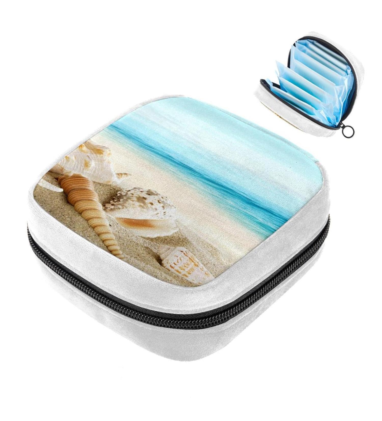 GIAPB Sanitary Napkin Storage Bag | Period Tampon Makeup Pad Pouch | Blue Beach Shell Color - Buy Online on GoSupps.com