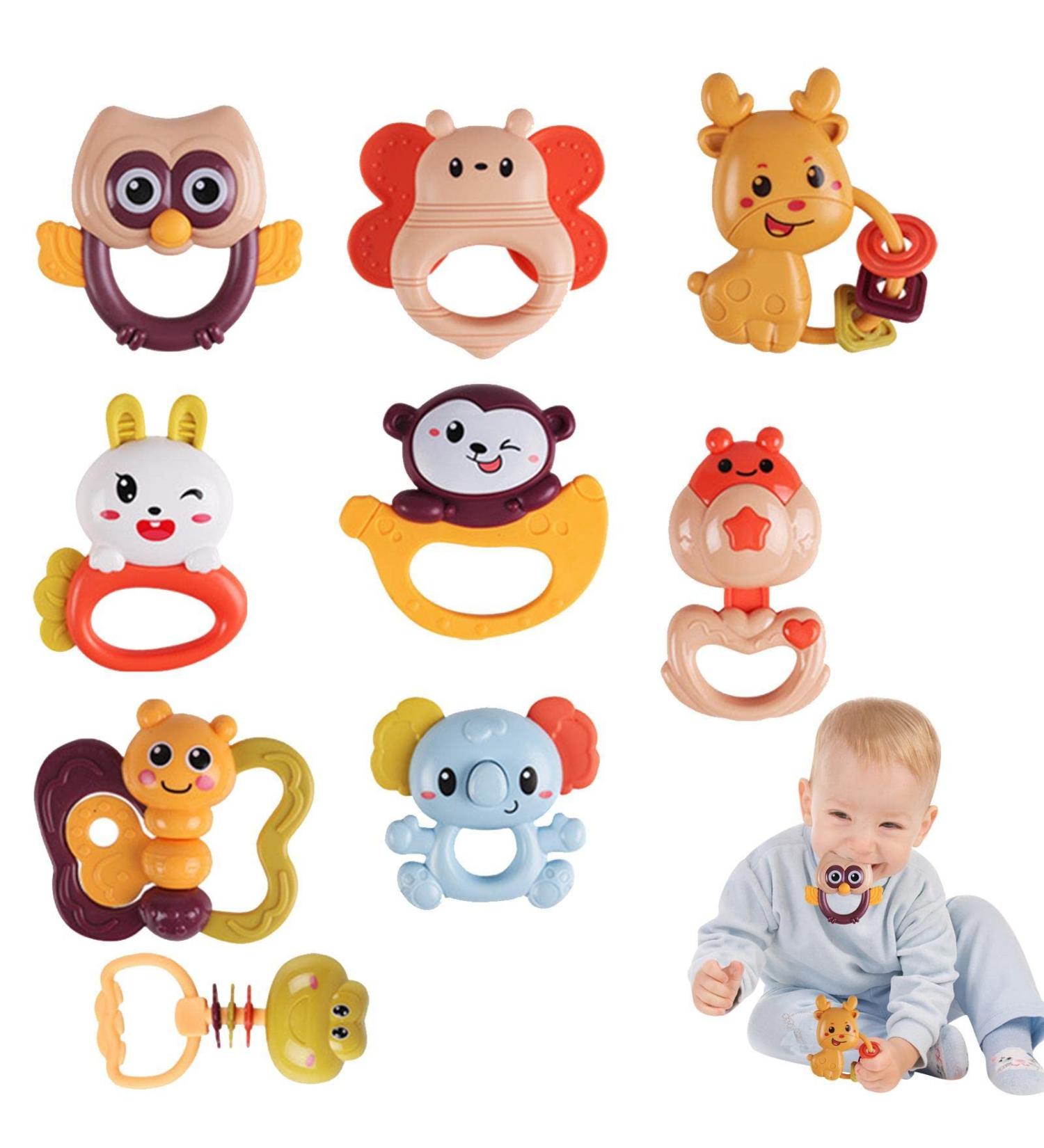 Pisamhid Sensory Bite Rattles | Affenrassel Biting Toys for Babies | Music Toys for Early Development | Perfect Newborn Birthday Gift for 0-3 Year Olds | 9-Part Young Monkeys Storage Box Set - Buy Online on GoSupps.com