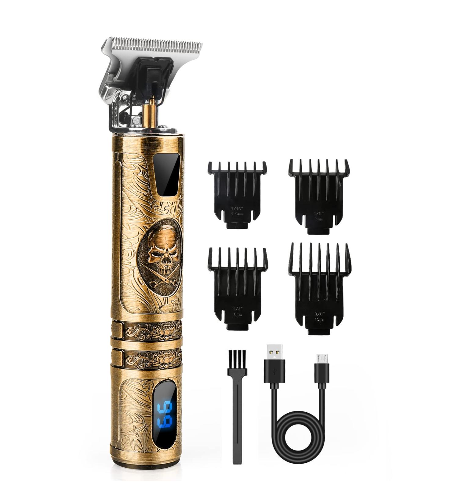 Men's Skull Design Hair Trimmer - Upgrade Electric T-Blade Cordless Clippers with LED Display - Buy Online on GoSupps.com