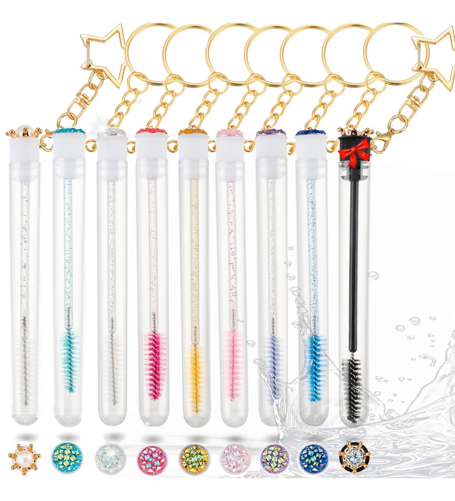 Upgrade 48-Piece Disposable Mascara Wands Set | Durable Diamond Mascara for Women & Girls | Includes 24 Crystal Lash Spoolies & 24 Reusable Keychain Eyelash Brush Tubes - Buy Online on GoSupps.com