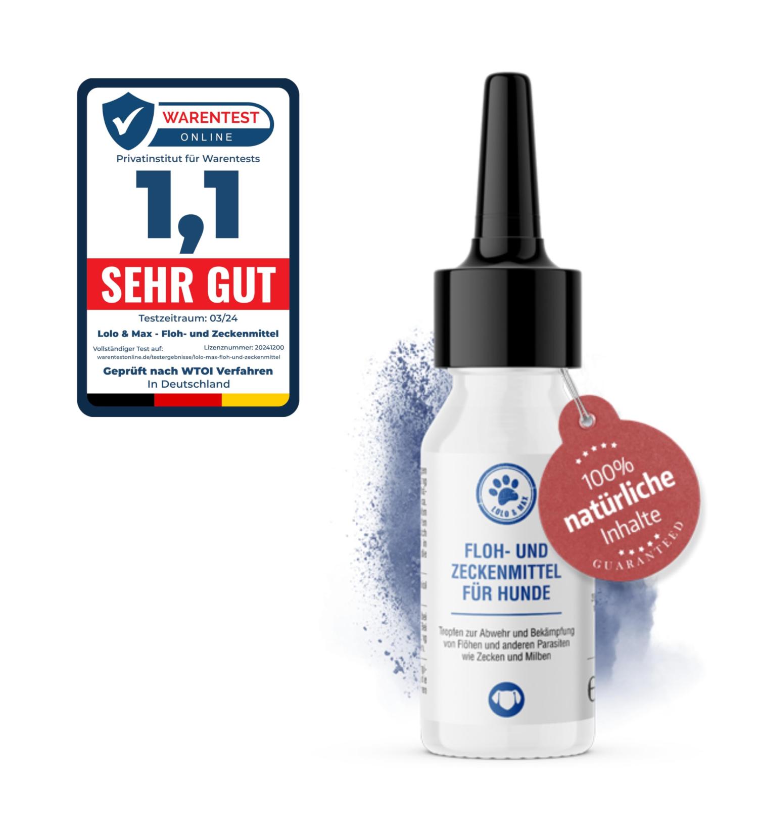 Buy Lolo & Max Natural Flea & Tick Spot On for Dogs | 100% Effective Defense - 8 Months Protection Against Parasites - Buy Online on GoSupps.com