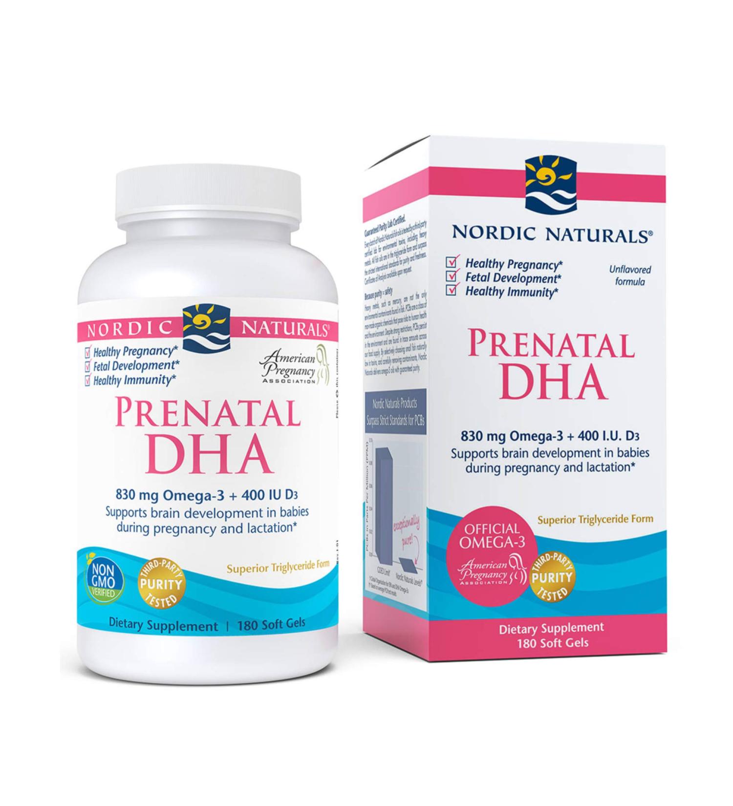 Nordic Naturals Prenatal DHA Soft Gels - Omega-3 + Vitamin D3 for Brain Development - 180ct - Non-GMO - Buy Online on GoSupps.com