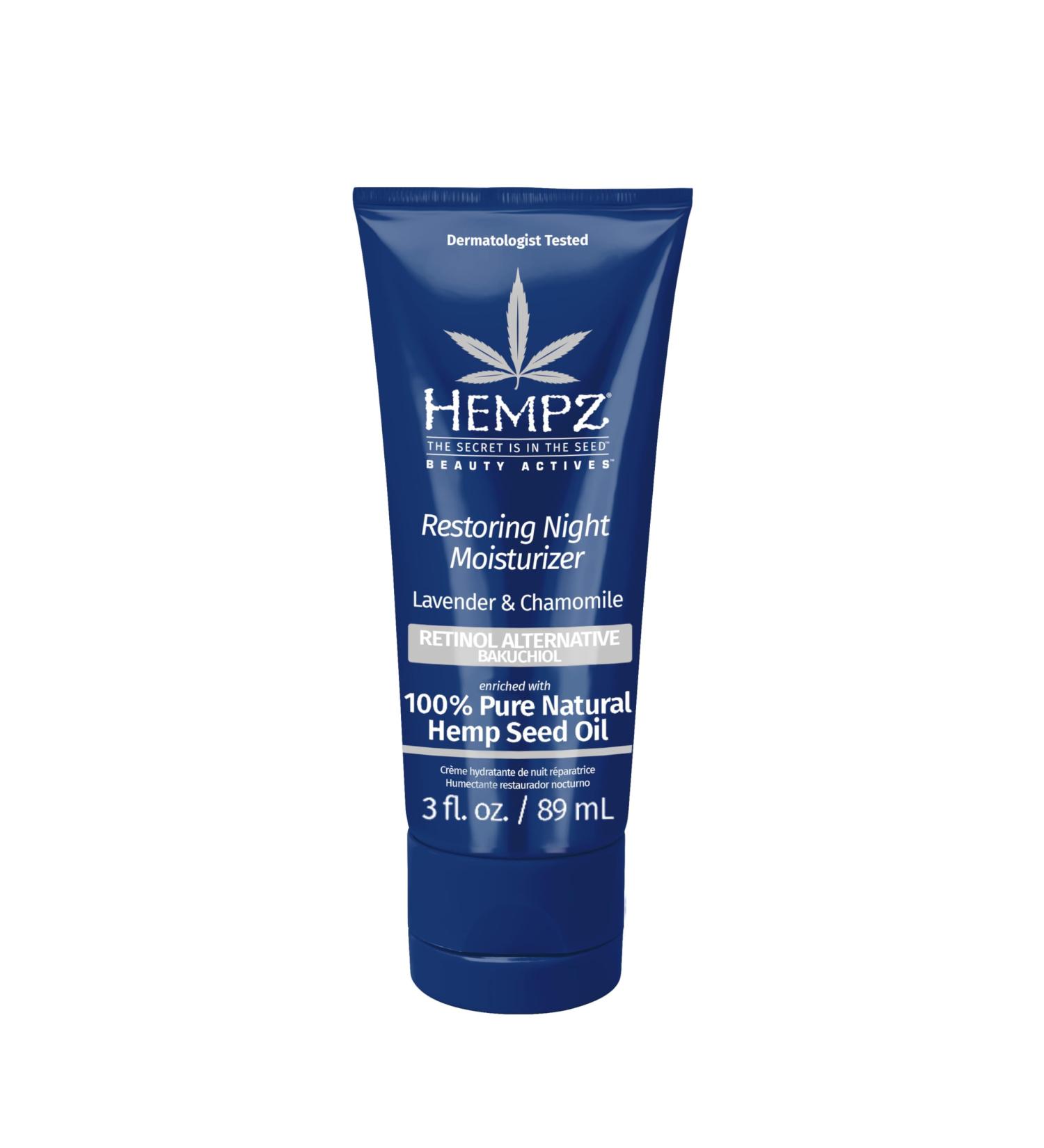 Hempz Lavender & Chamomile Restoring Night Moisturizer - Hydrating Night Cream Rich with Minerals Vitamin C & Hempseed Oil to Hydrate & Repair Extremely Dry or Sensitive Skin for Face & Body 3 Oz Lavender & Chamomile 1  - Buy Online on GoSupps.com