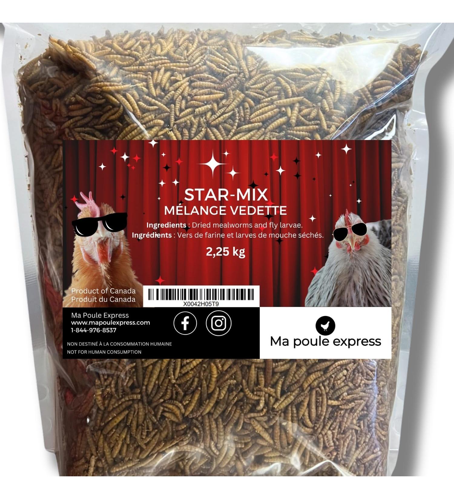 Premium Dried Mealworms & Fly Larvae Mix for Chickens and Wild Birds 5 LBS (2.25 KG) - Ma Poule Express - Buy Online on GoSupps.com