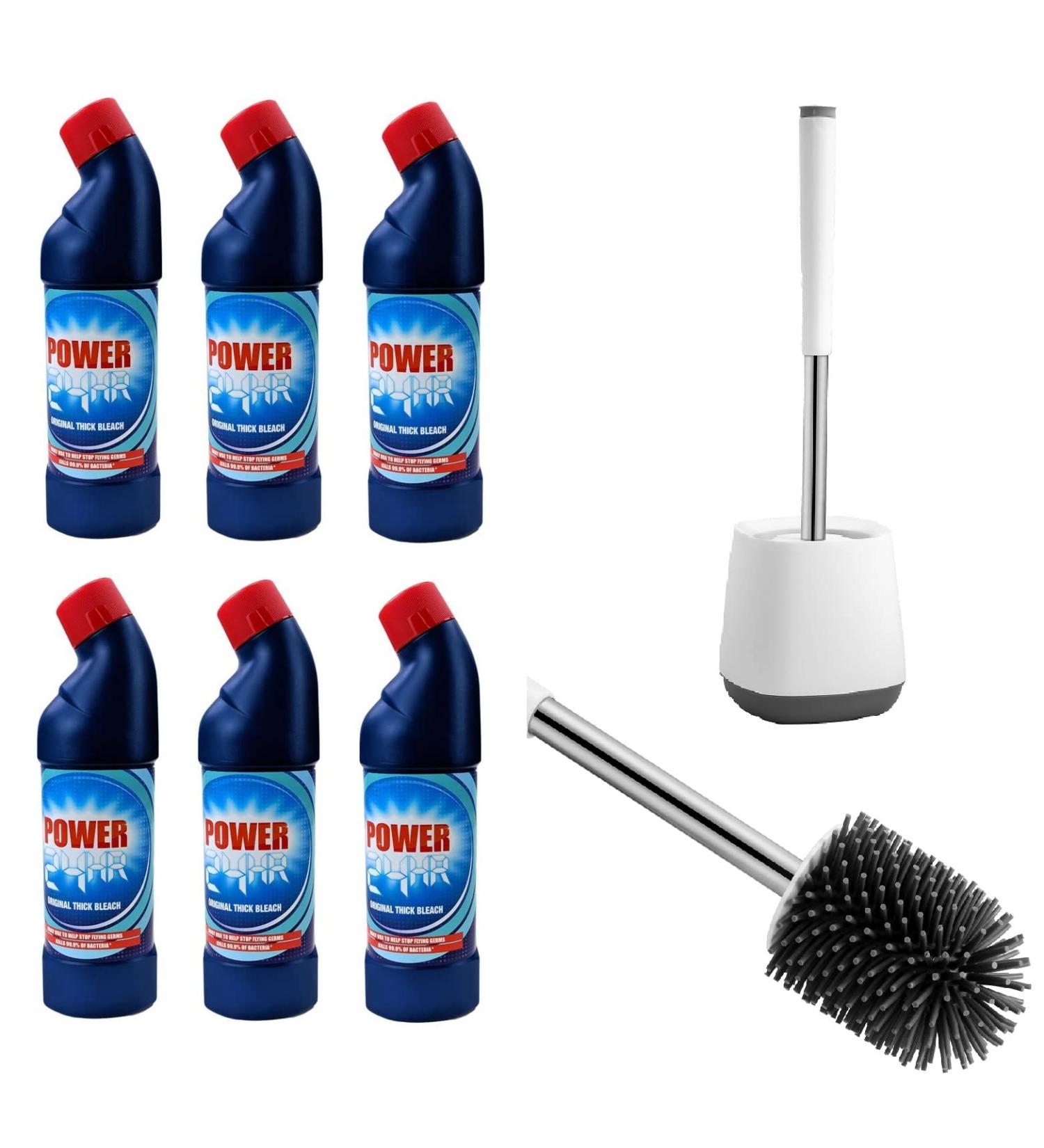 Power 24 Hour Original Thick Bleach Kills 99.9% Bacteria Pack of 6 With EMBO Silicon Toilet Brush - Buy Online on GoSupps.com