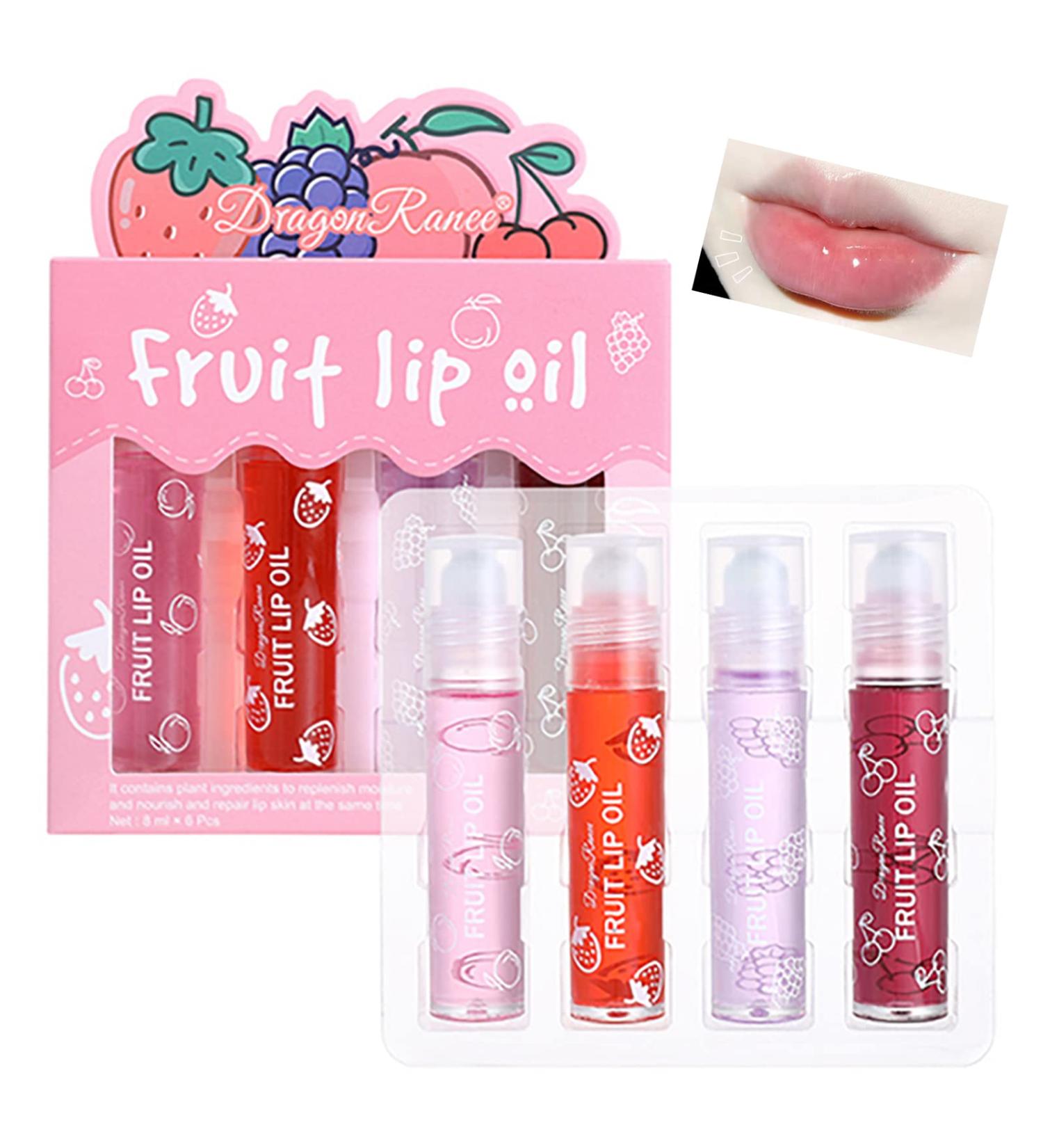 Girls Roll On Lip Gloss Set with Case 4 Pcs Glossy Lip Make up for Kids and Teens Fruity Flavors Kid Friendly Party Gift Best Friends - Buy Online on GoSupps.com