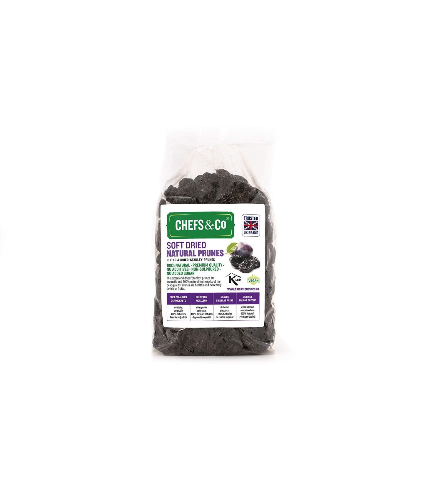 CHEFS & CO Soft Dried Prunes (Pitted) - 380g Pack | Natural Whole Fruits for Healthy Snacking | Vegan & Vitamin-Rich | Unsulfured, Additive-Free, GMO-Free - Buy Online on GoSupps.com